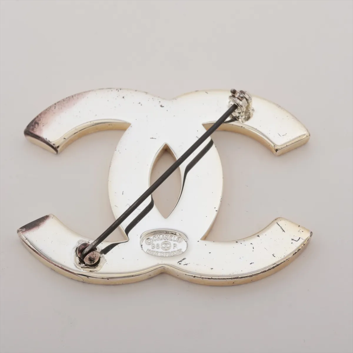 Coco Mark 98P Brooch, Metal, Silver. Shows signs of wear, — view 2