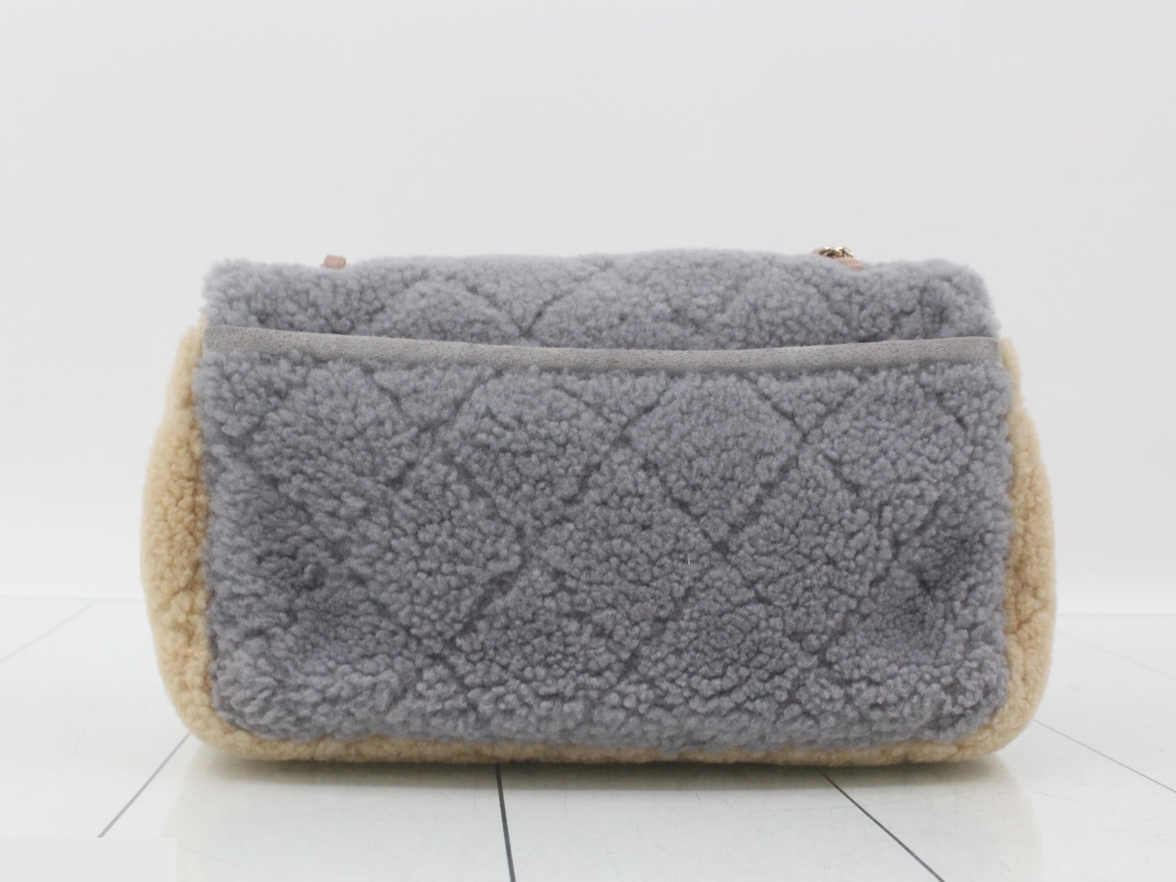 Sheepskin Turnlock Double Chain Shoulder Bag — view 2