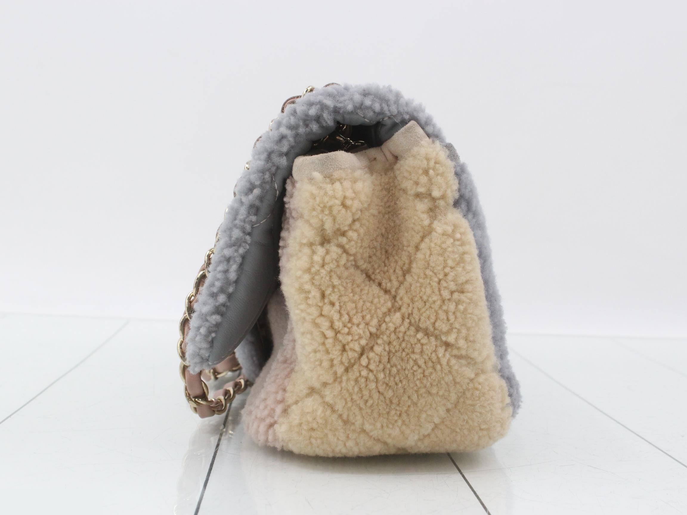 Sheepskin Turnlock Double Chain Shoulder Bag — view 3