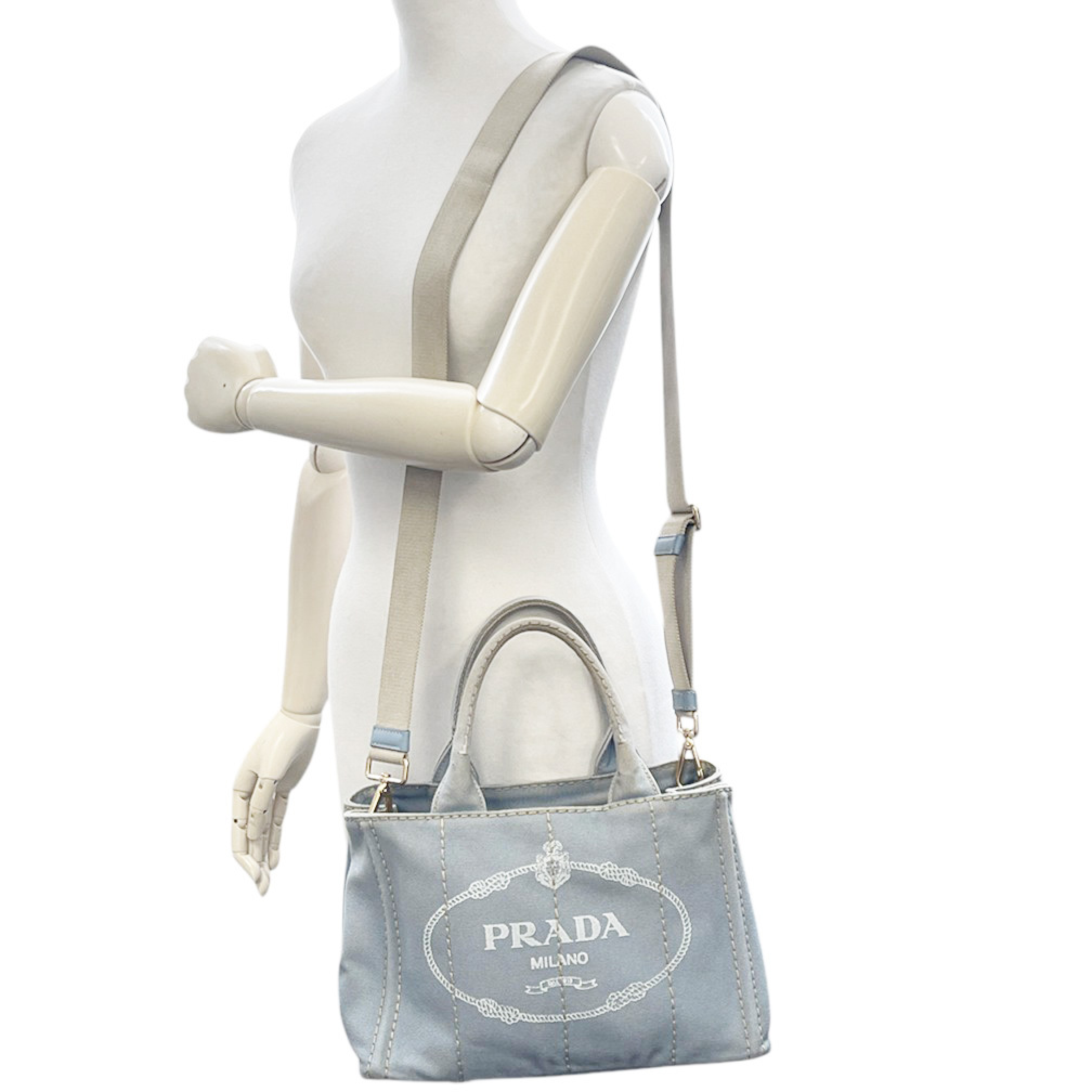 Canapa Handbag for Women, Mini Shoulder Bag/Mini Tote, 2-Way, 1BG439 Astrale, Light Blue Handbag — view 9