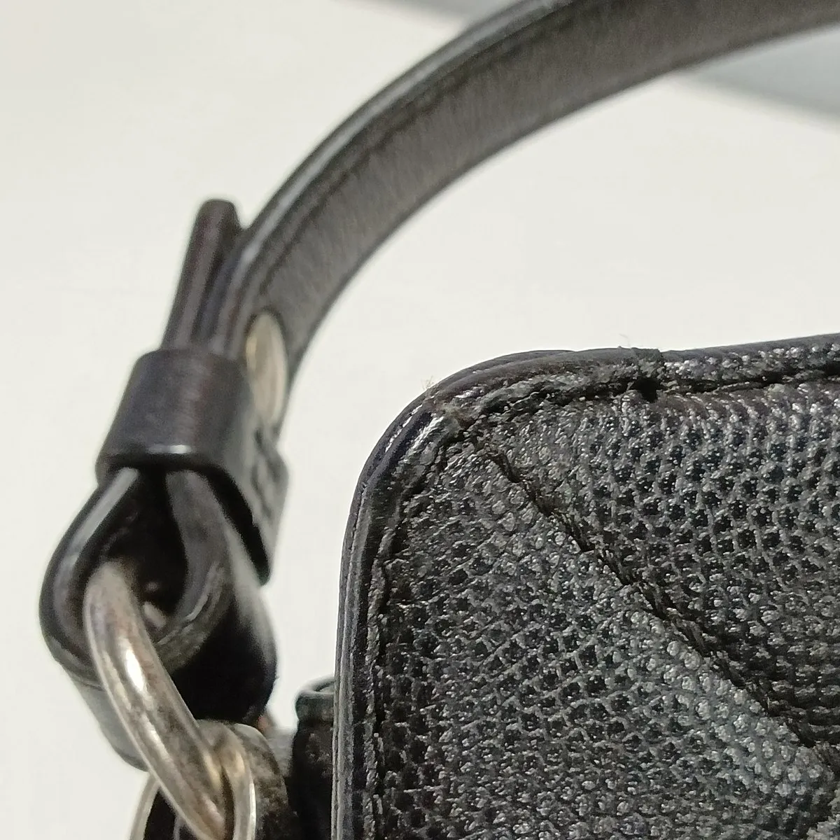 Matelassé Caviar Skin 2-Way Handbag, Drawstring Closure, Black with Gunmetal Hardware, 22471283, Serial Number 22 — view 12