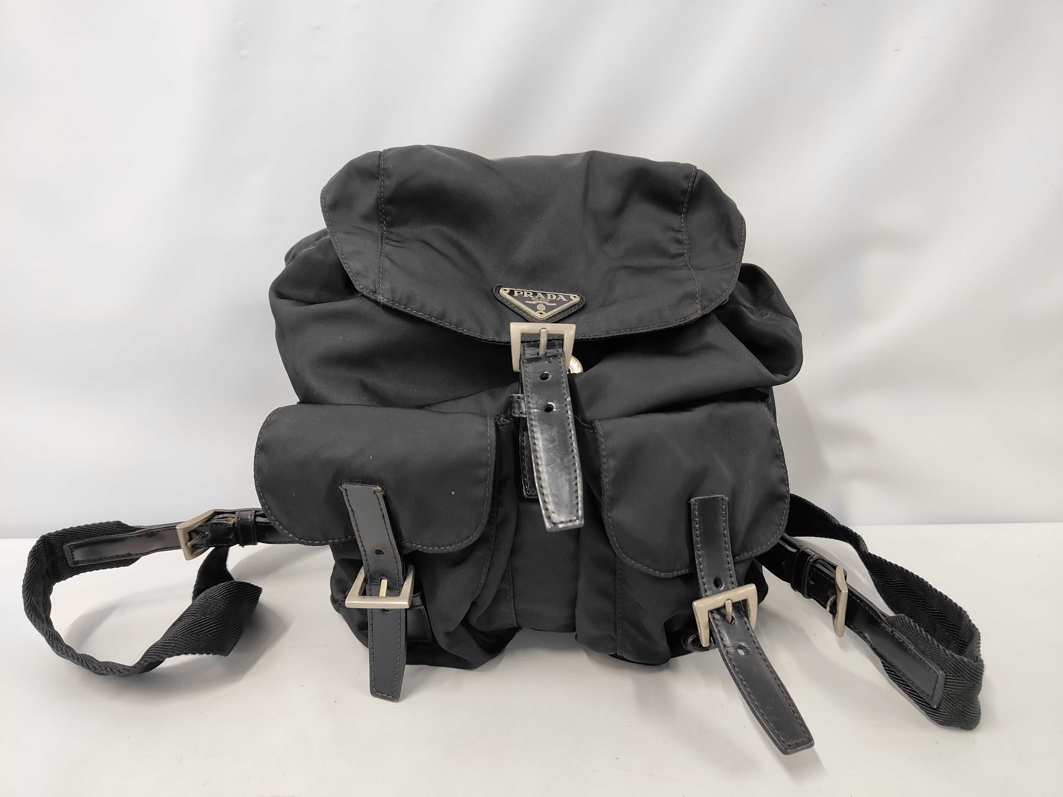 nylon backpack, black backpack.