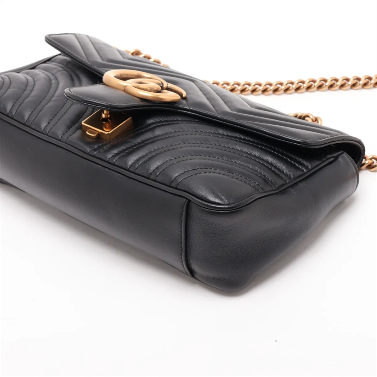 GG Marmont Leather Chain Shoulder Bag, Black, 443497 — view 3