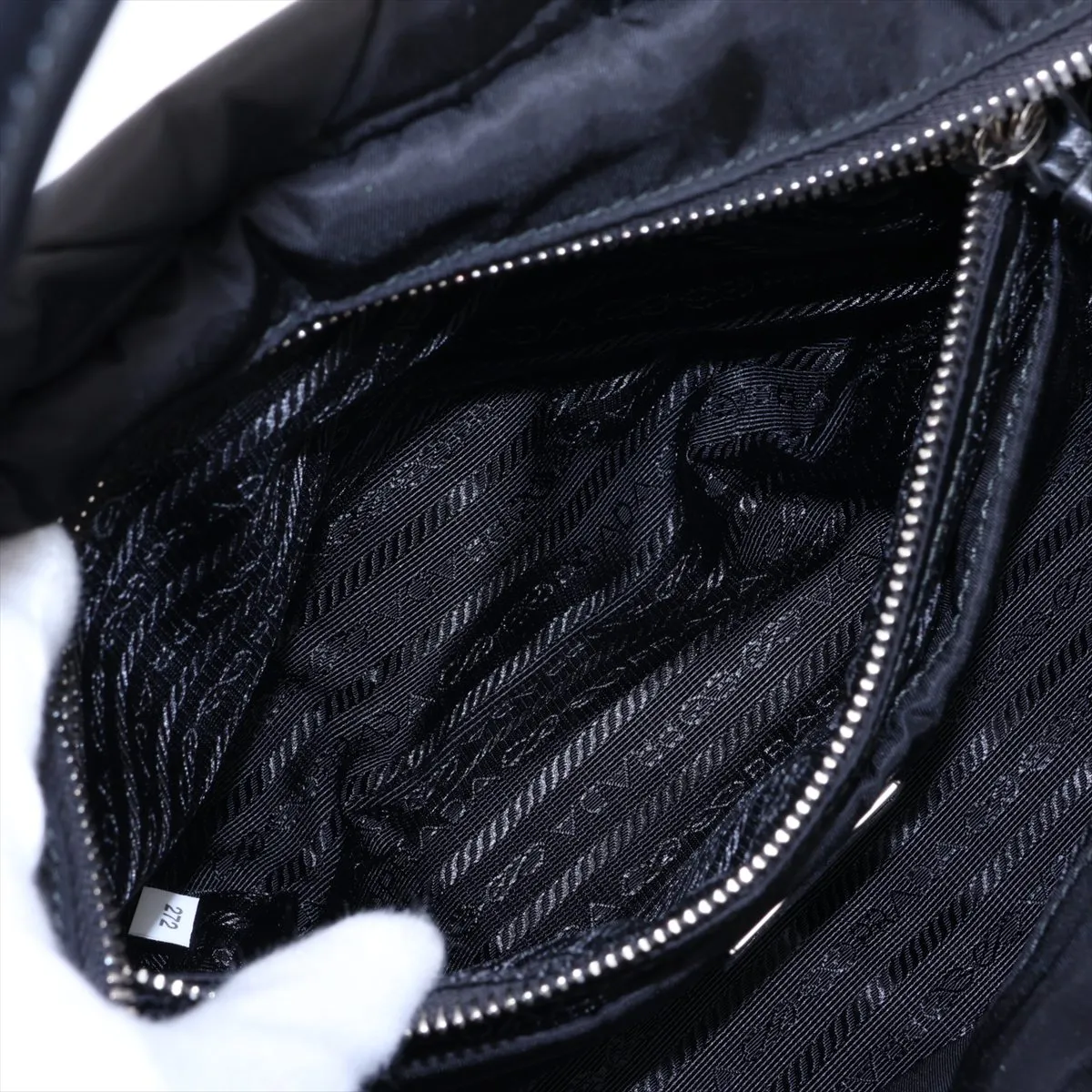 Tessuto Quilted Nylon x Leather 2-Way Tote Bag, Black 1BG435 — view 9
