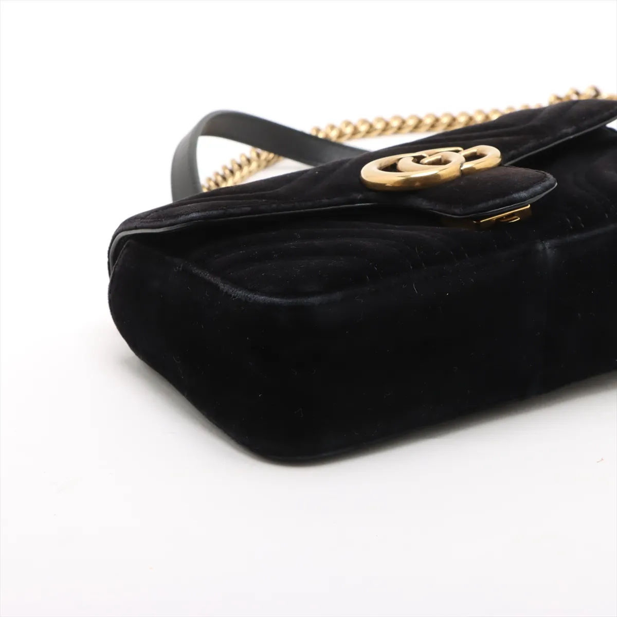 GG Marmont Velvet Chain Shoulder Bag, Black — view 4