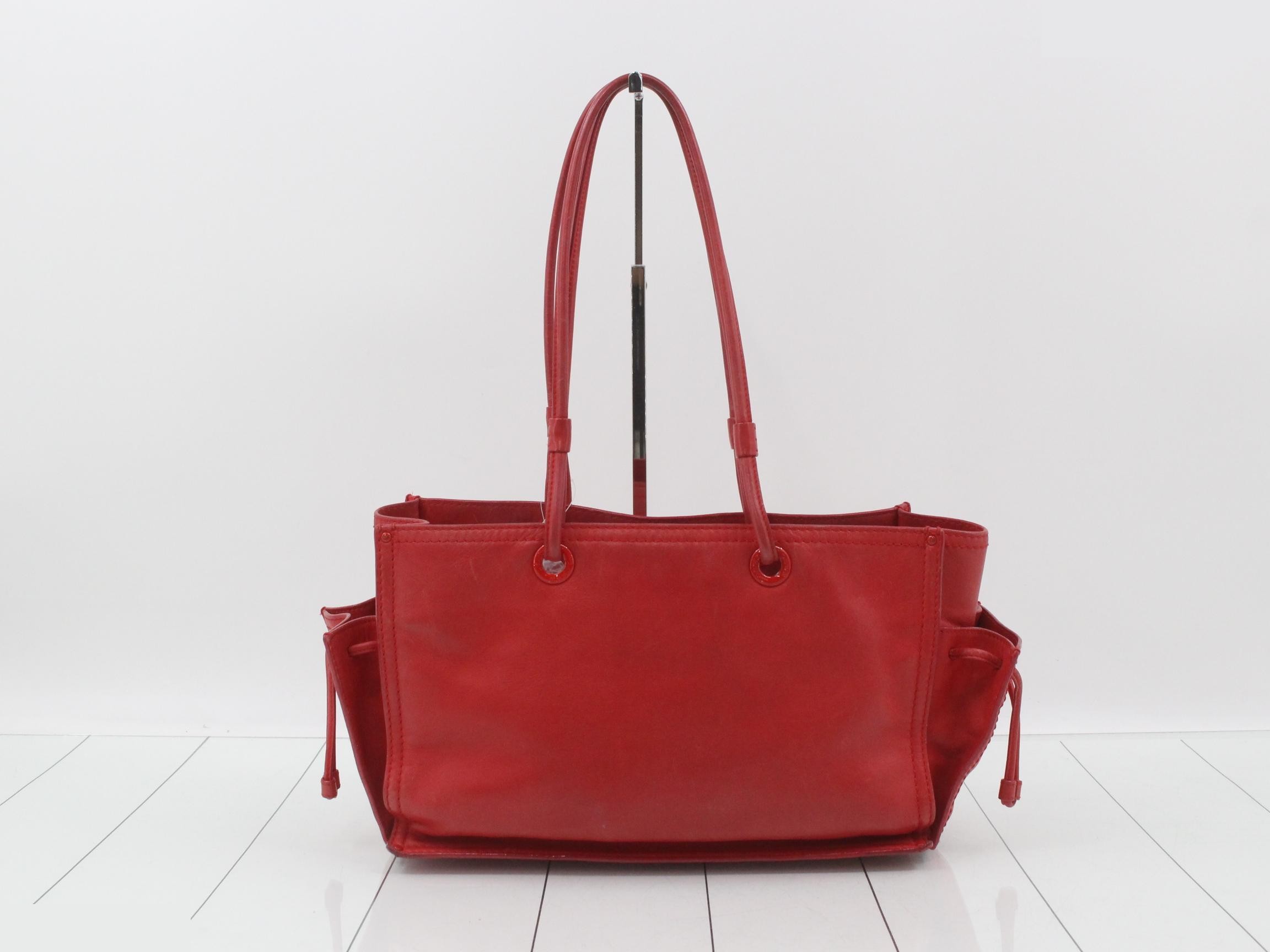 Leather tote bag, red — view 2