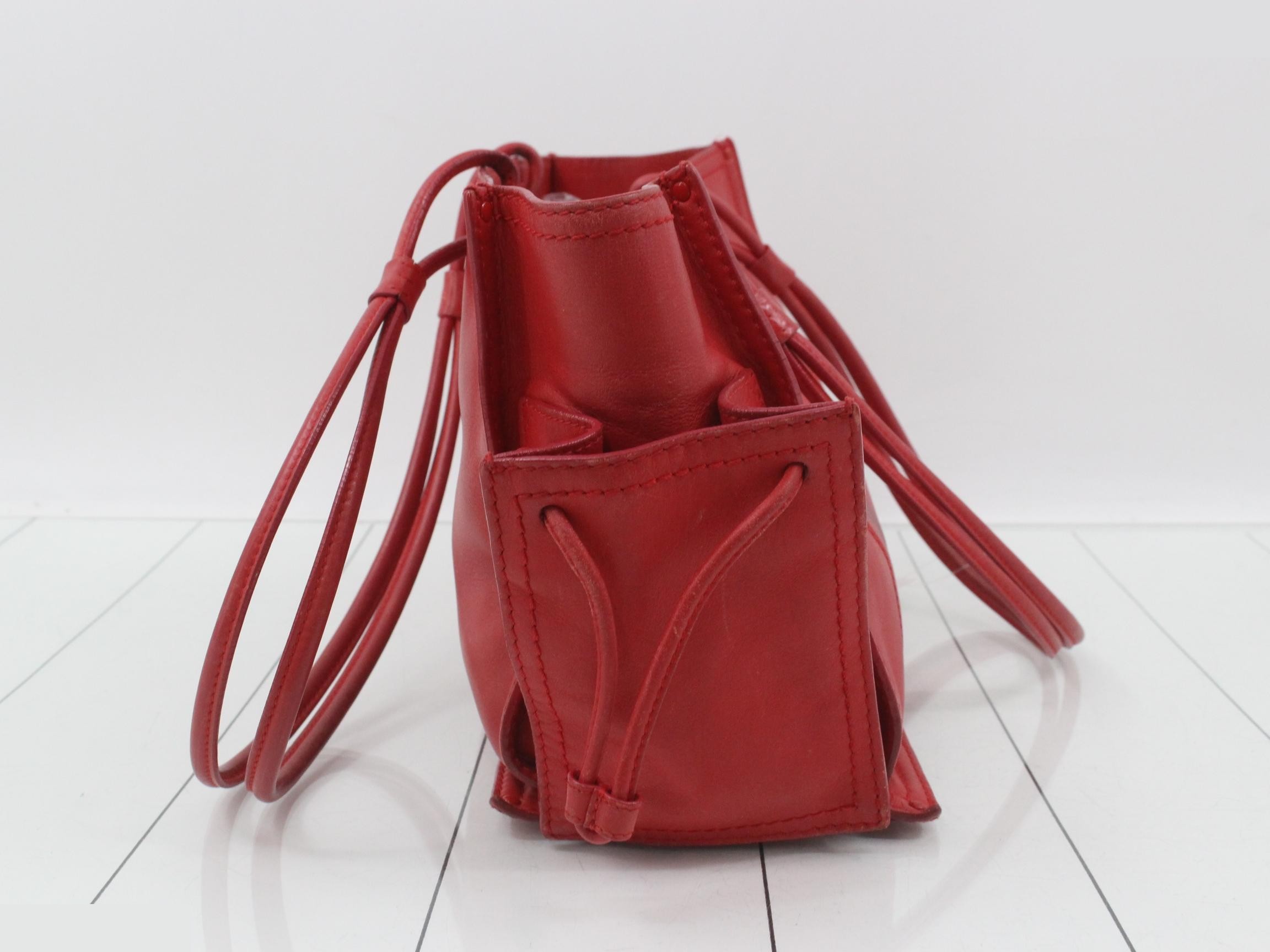 Leather tote bag, red — view 4