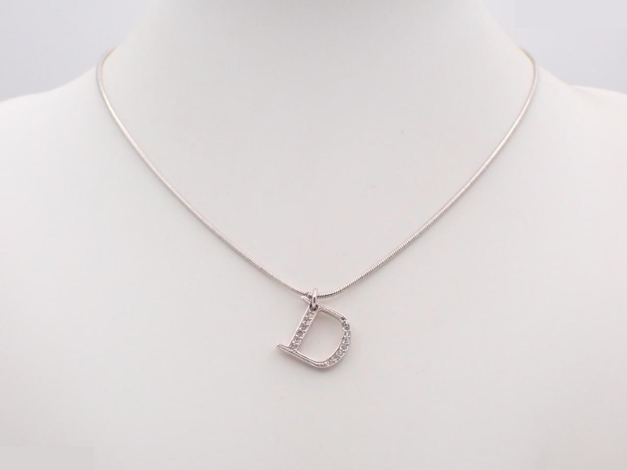 Silver necklace with stone, neck circumference approximately 42cm — view 3