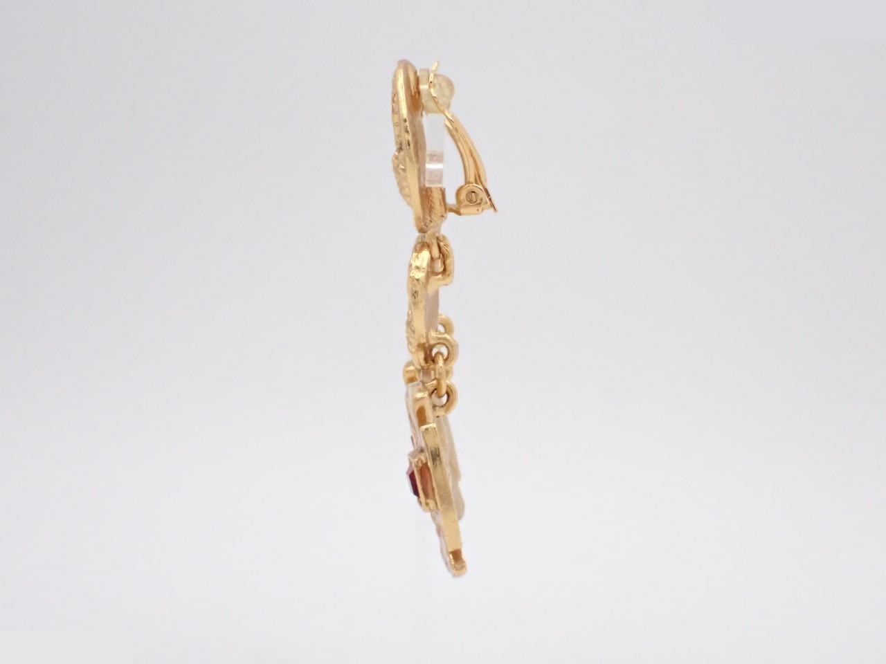 Colored stone earrings, gold plated. — view 3