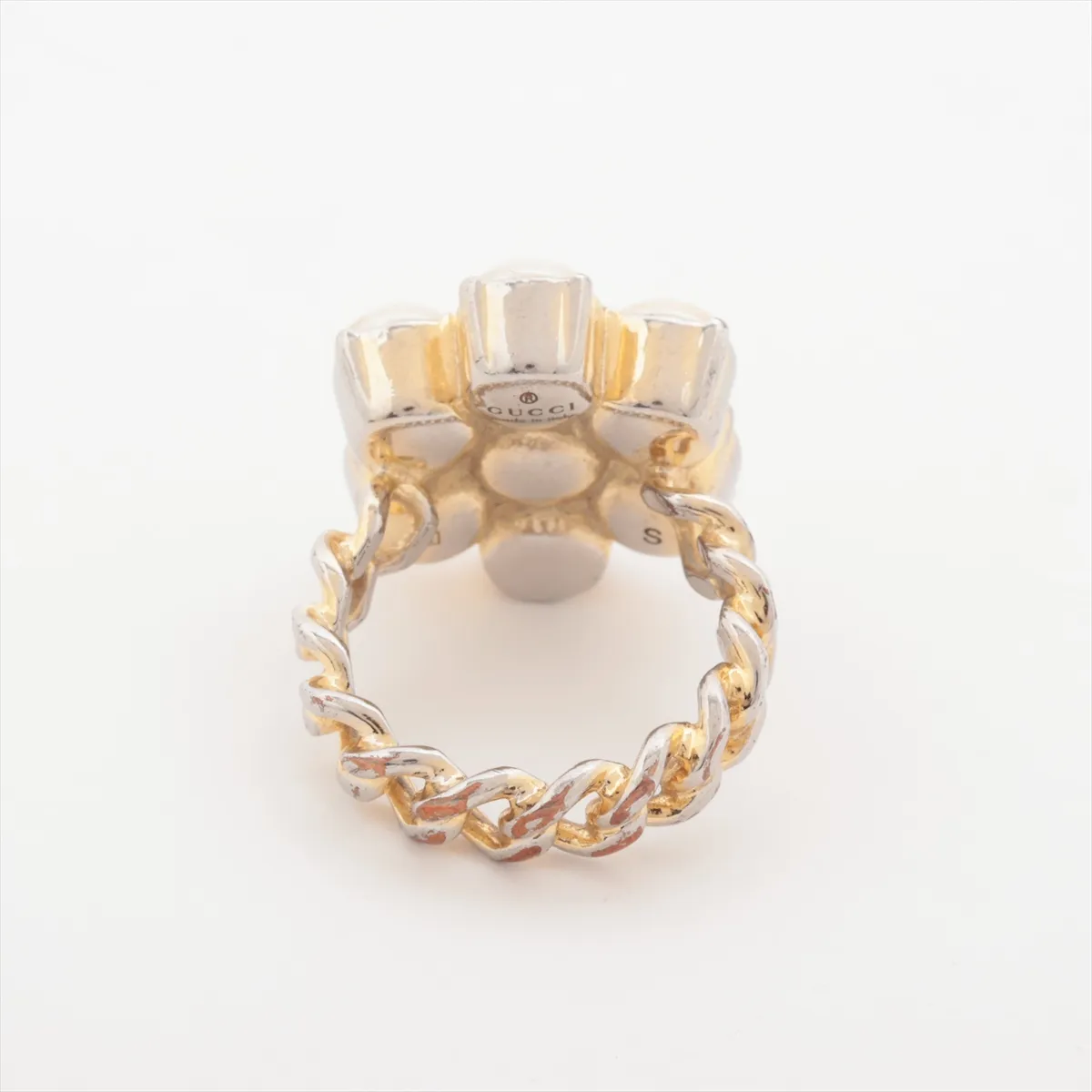 Double G Ring, Size S, GP x Faux Pearl, Gold, — view 2
