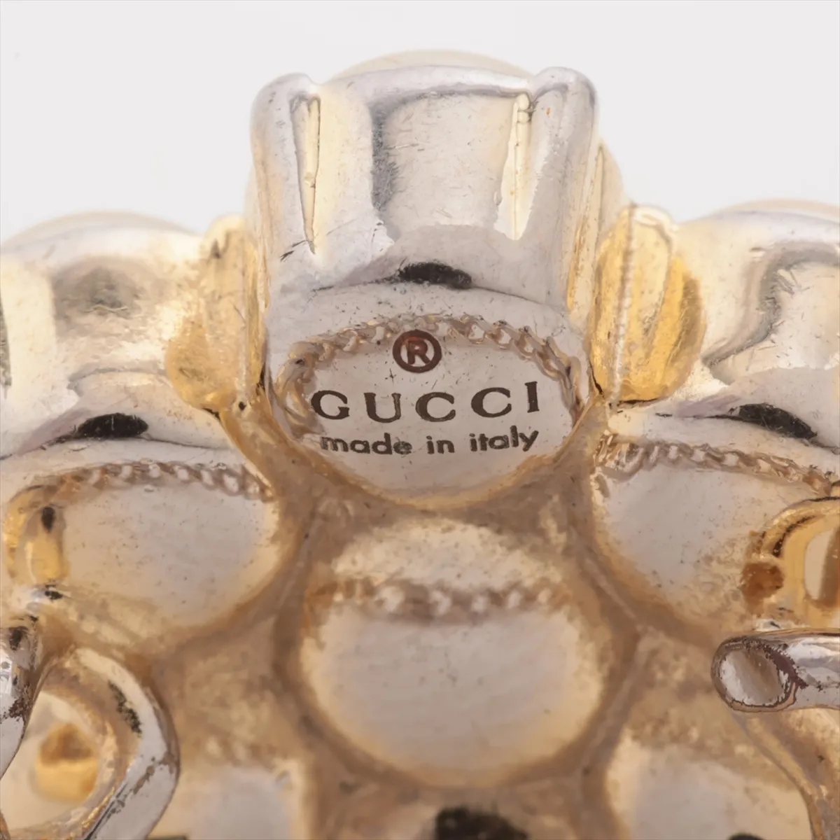 Double G Ring, Size S, GP x Faux Pearl, Gold, — view 3