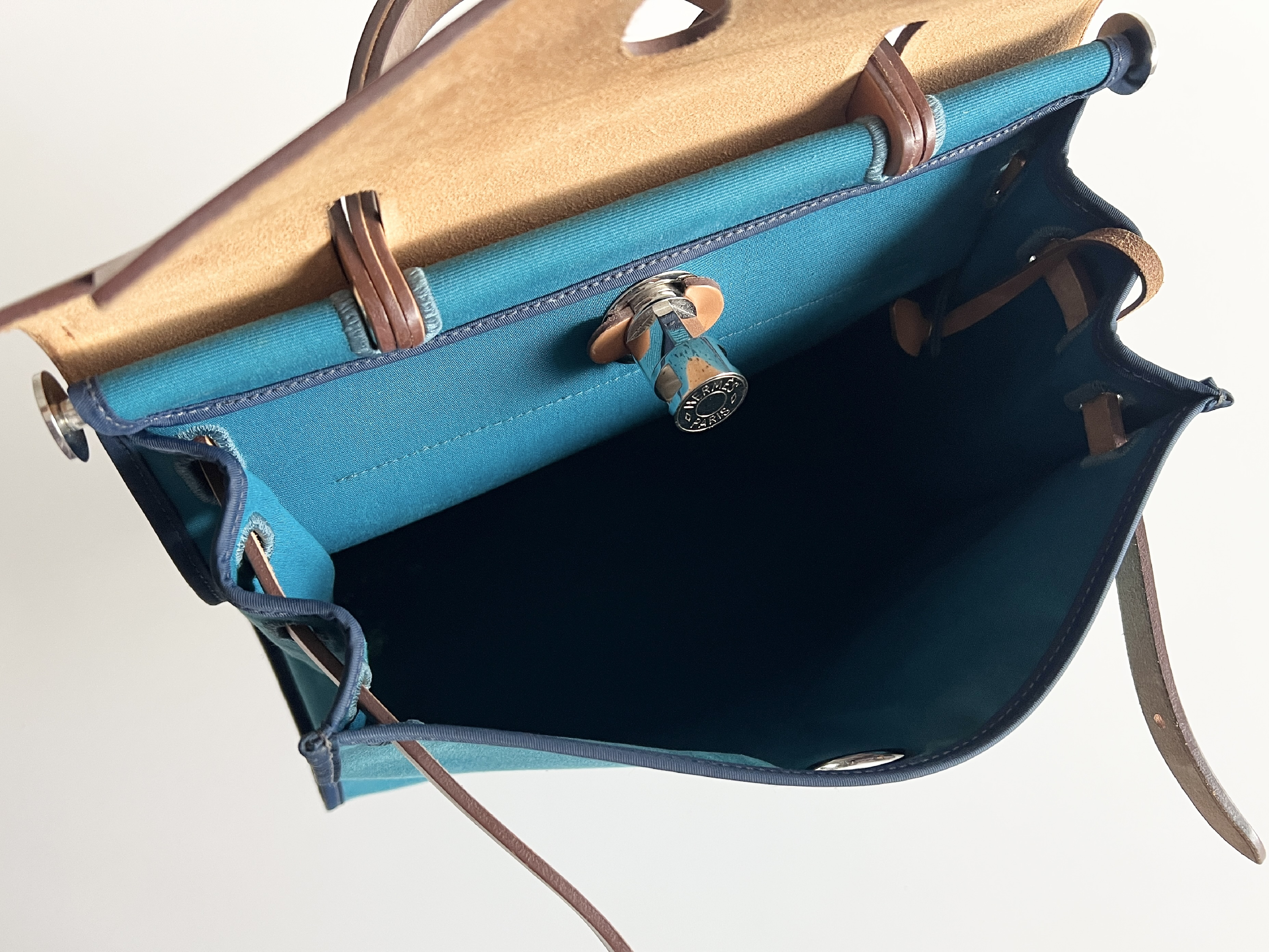 Herbag PM 31 Toile Officier Q stamp Canvas Leather 2-way Handbag with Pouch Shoulder Bag — view 6