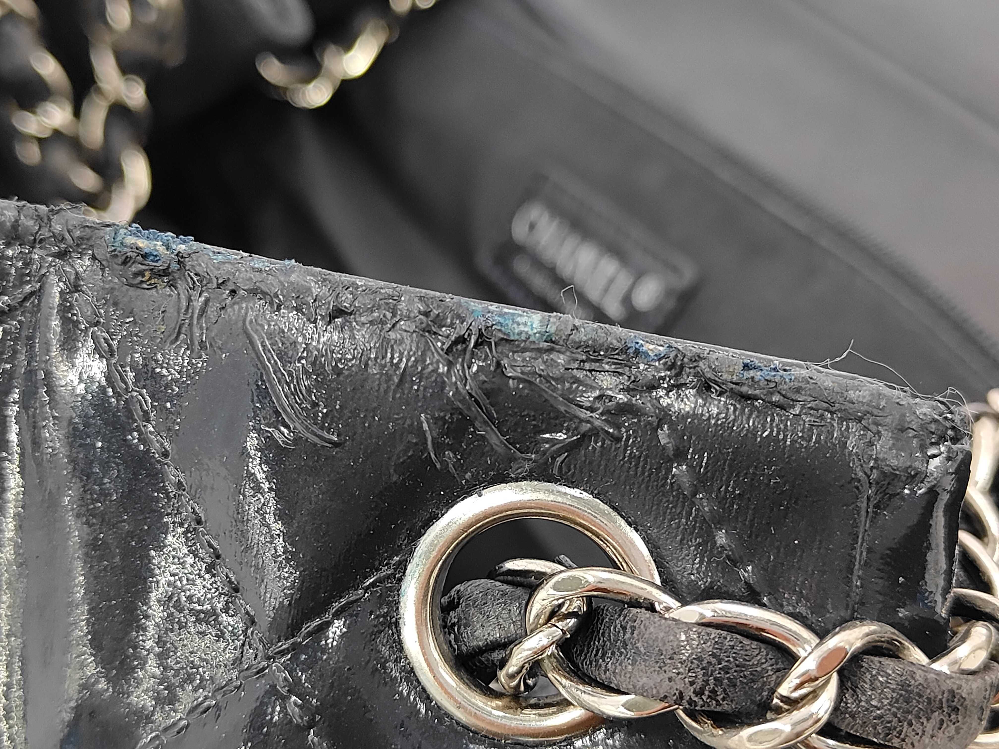 2.55 Chain Tote, Patent Leather, Navy/Silver, Serial Number 14 Series Handbag — view 12