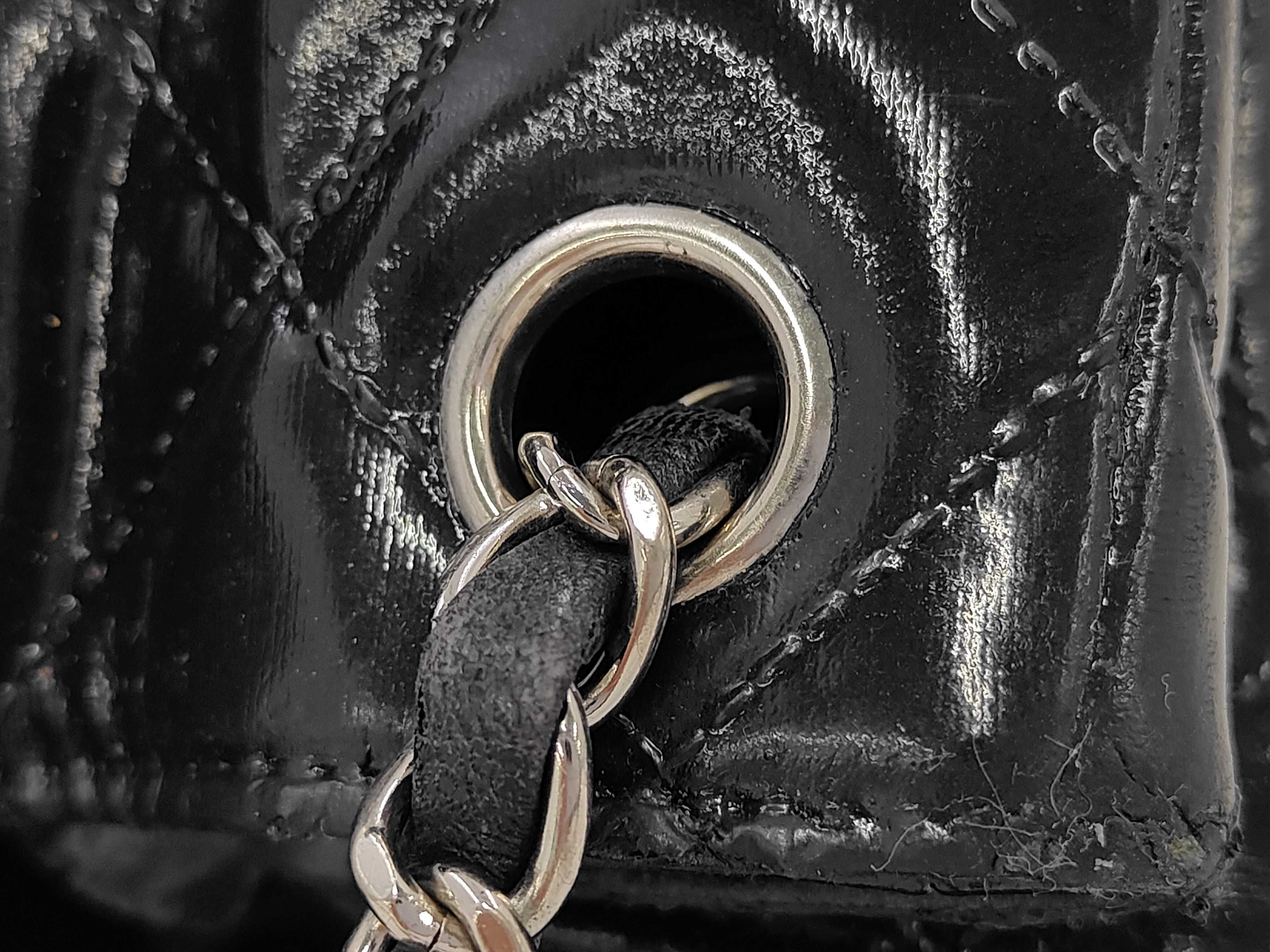2.55 Chain Tote, Patent Leather, Navy/Silver, Serial Number 14 Series Handbag — view 7