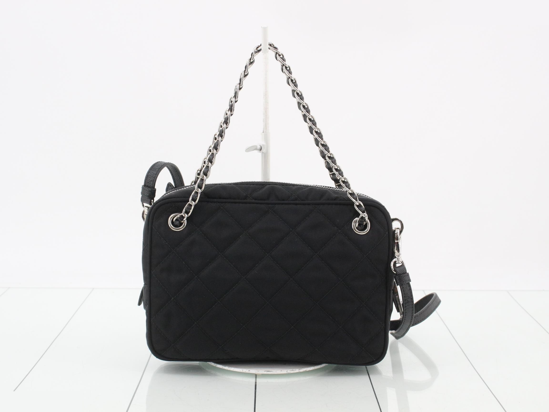 Shoulder bag, nylon/leather, black — view 2
