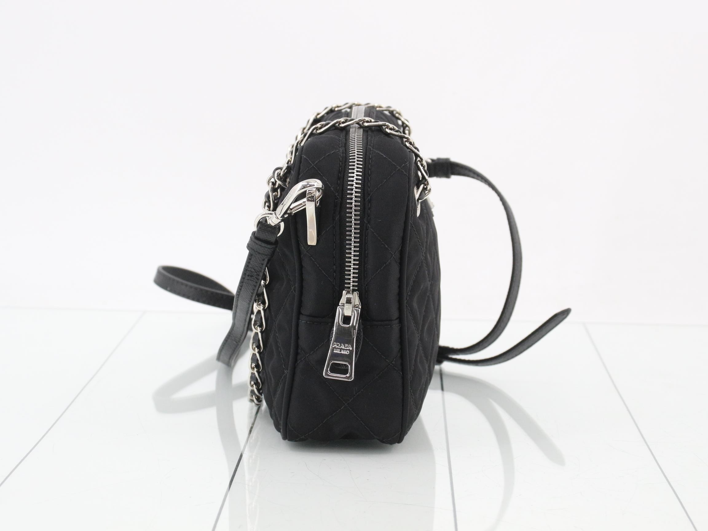 Shoulder bag, nylon/leather, black — view 4