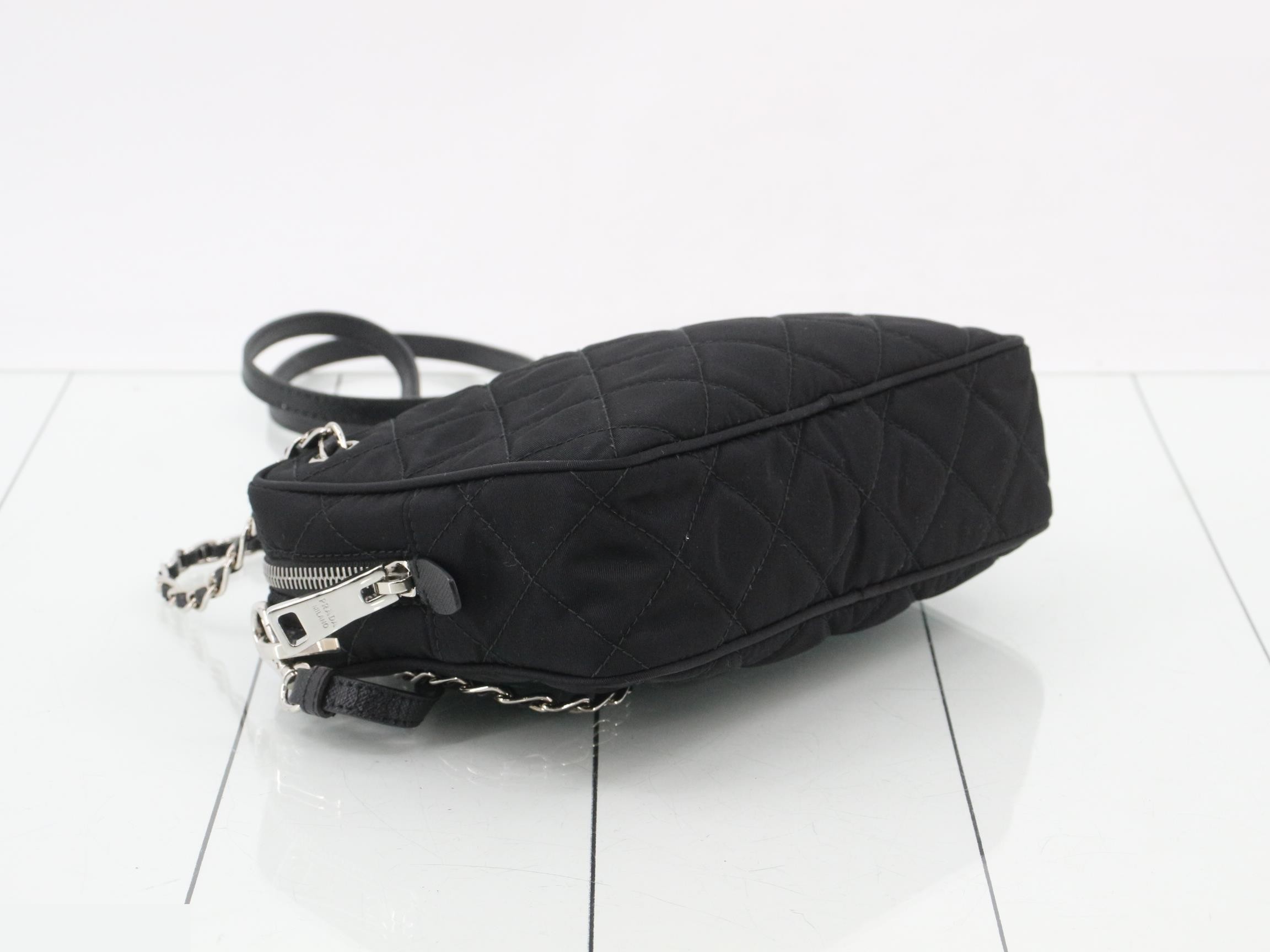 Shoulder bag, nylon/leather, black — view 5