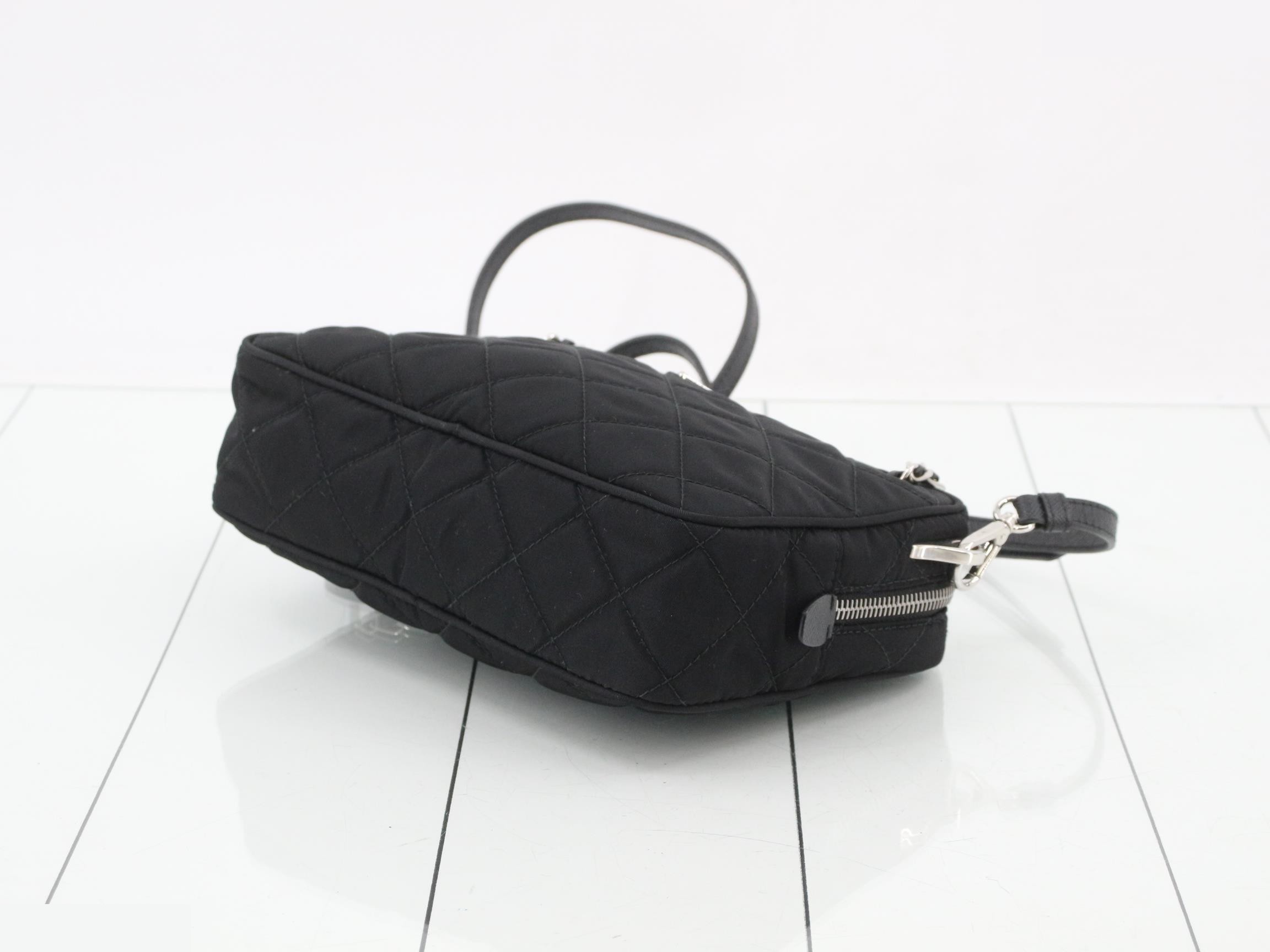 Shoulder bag, nylon/leather, black — view 6