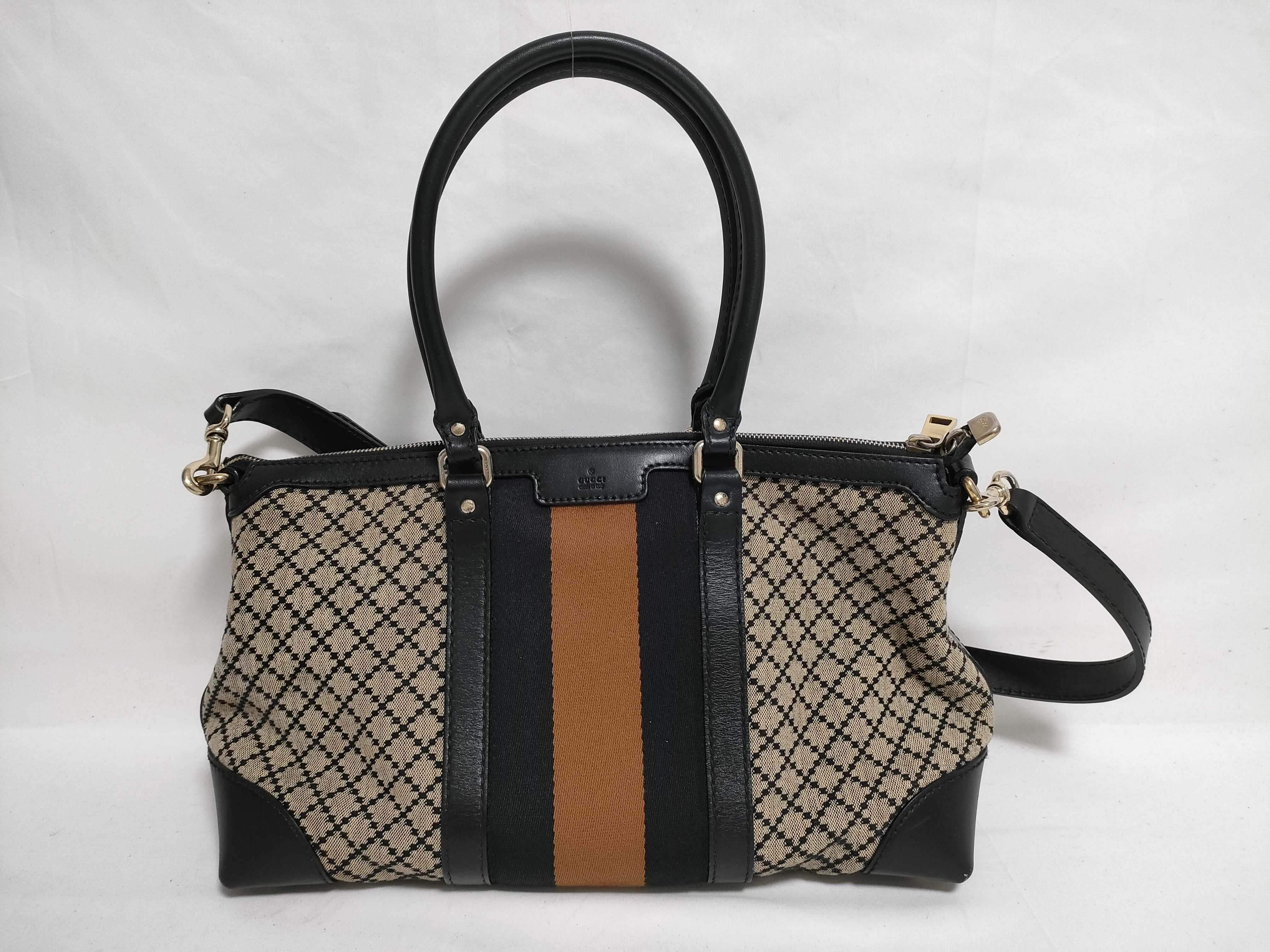 handbag, 2-way shoulder bag, leather and canvas, Sherry line handbag