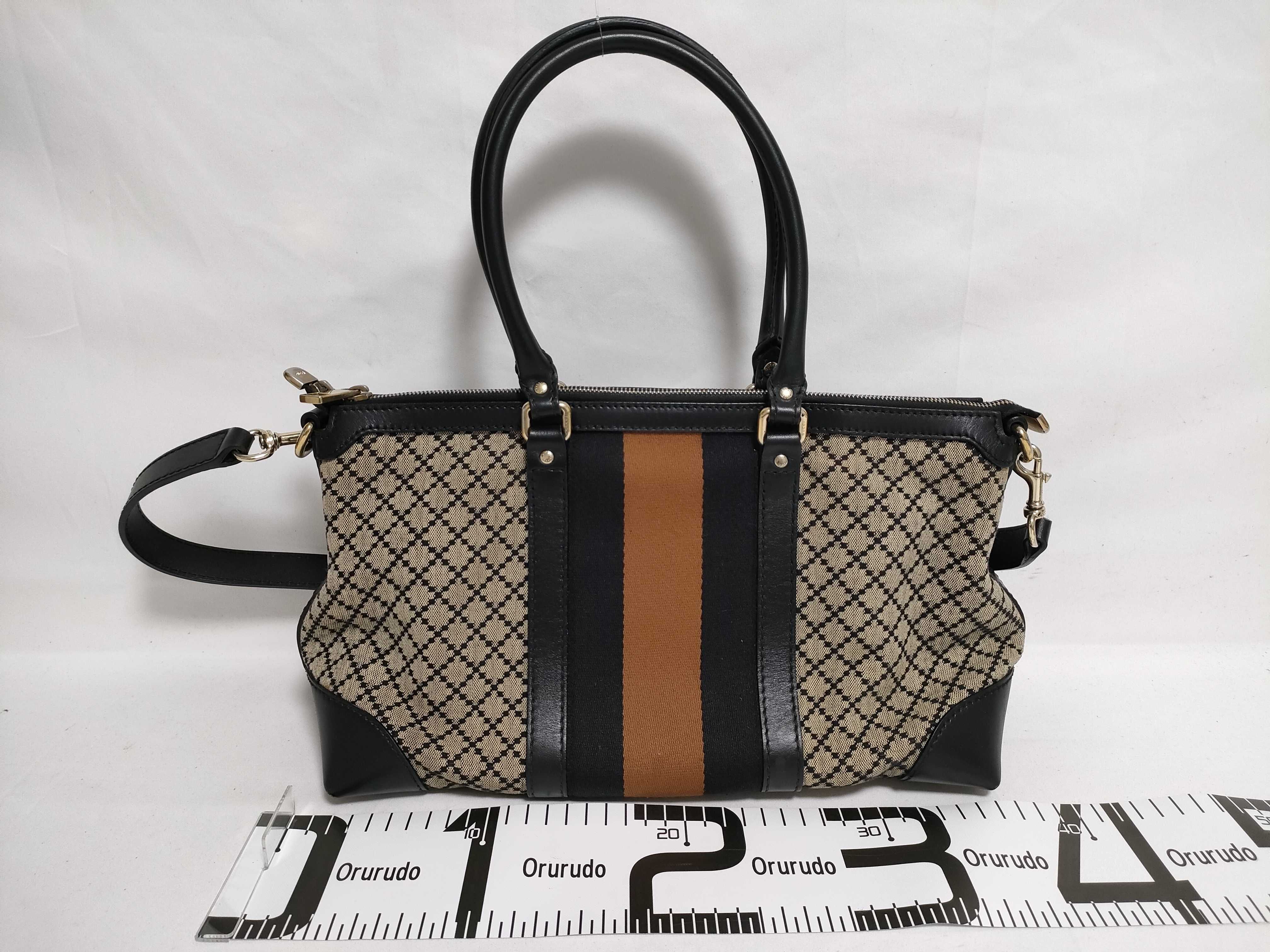 handbag, 2-way shoulder bag, leather and canvas, Sherry line handbag — view 2