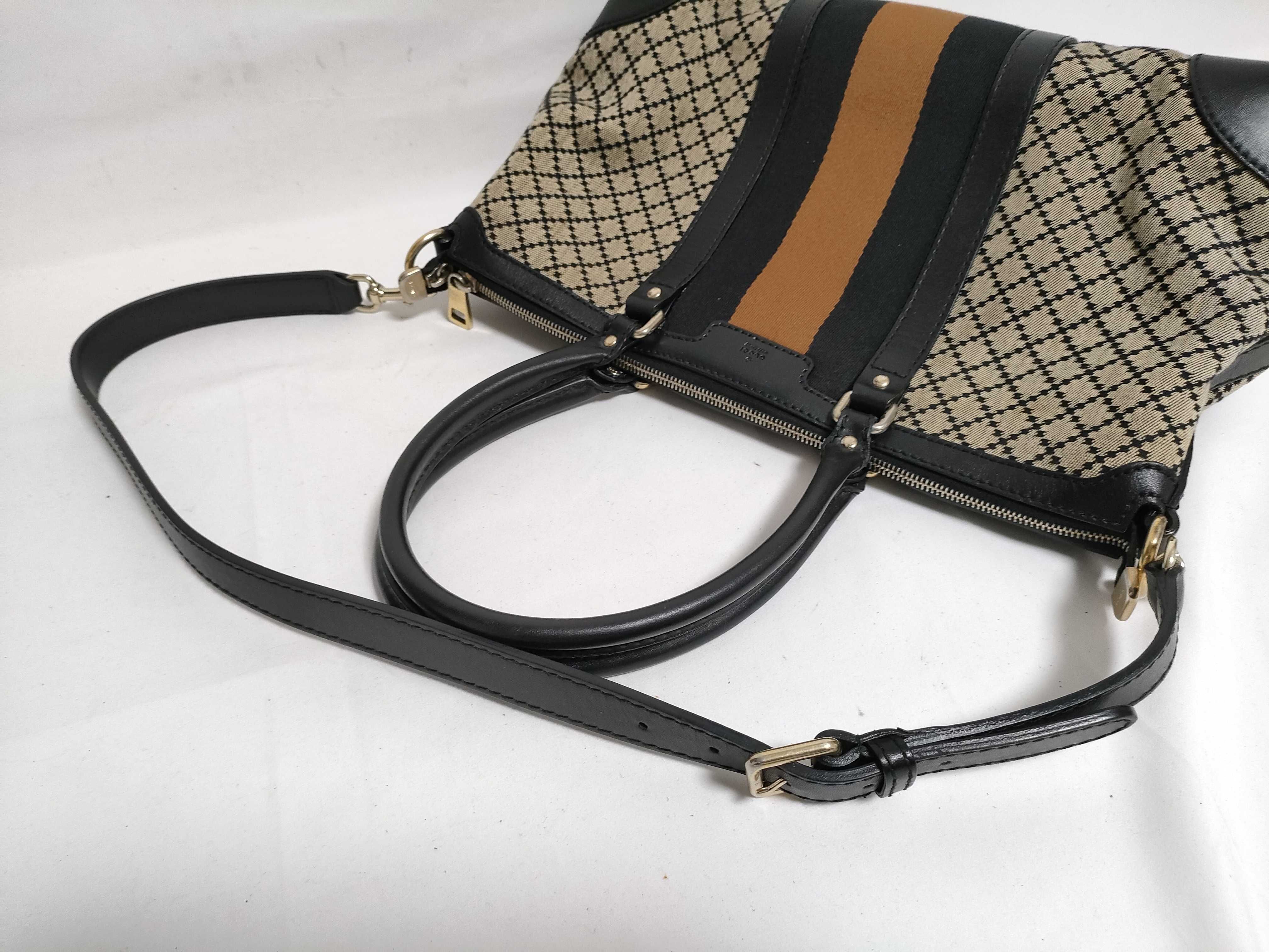 handbag, 2-way shoulder bag, leather and canvas, Sherry line handbag — view 3