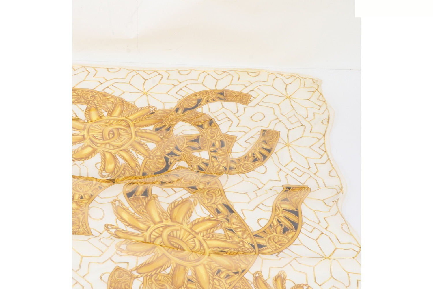 Tag attached 100% Silk Coco Mark Accessory Pattern Scarf — view 2