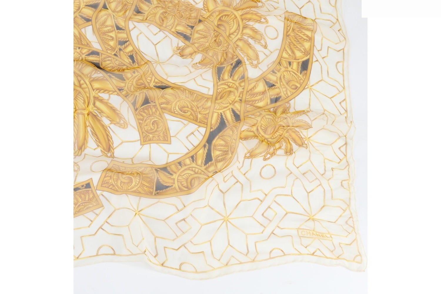 Tag attached 100% Silk Coco Mark Accessory Pattern Scarf — view 5