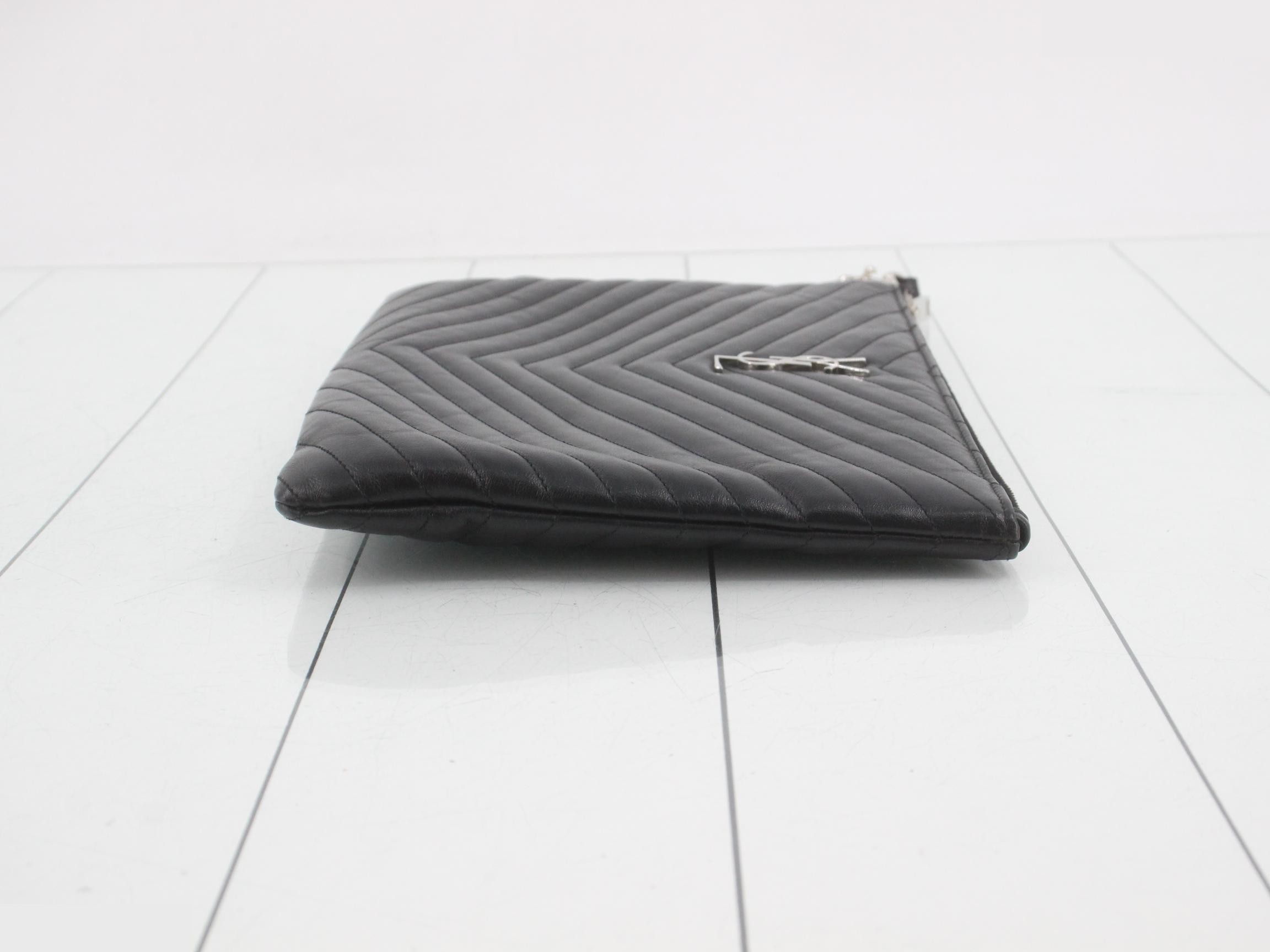 Classic Monogram Leather Clutch Bag — view 3