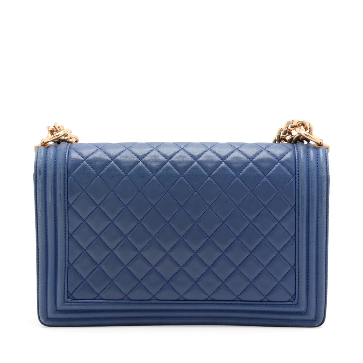 Boy Chanel 28 Large Lambskin Chain Shoulder Bag, Blue with Gold Hardware, 23324876, Serial Number , A92193 — view 2