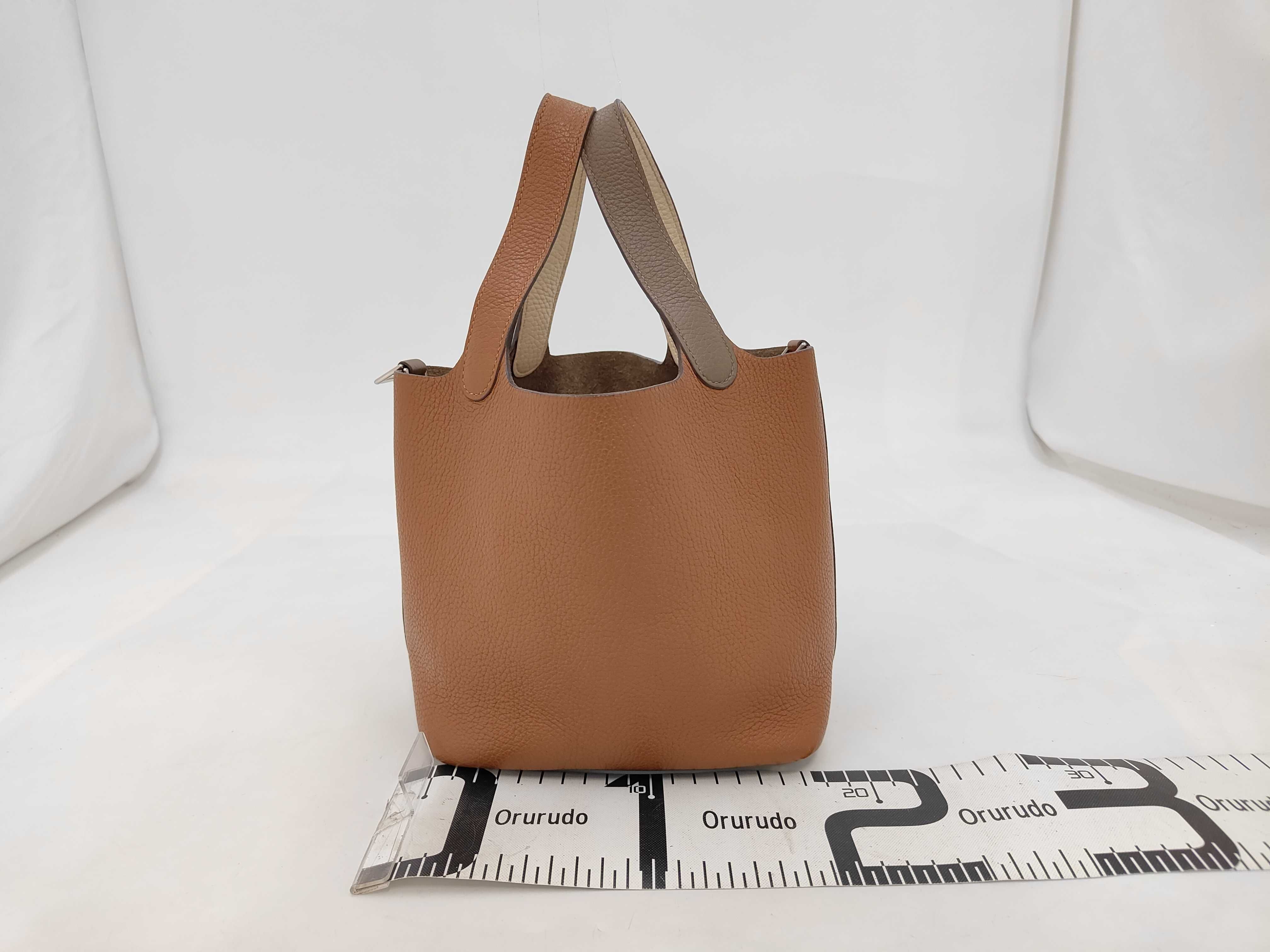 Picotin Lock PM Casaque Etoupe x Gold x Nata Z Stamp Handbag — view 2