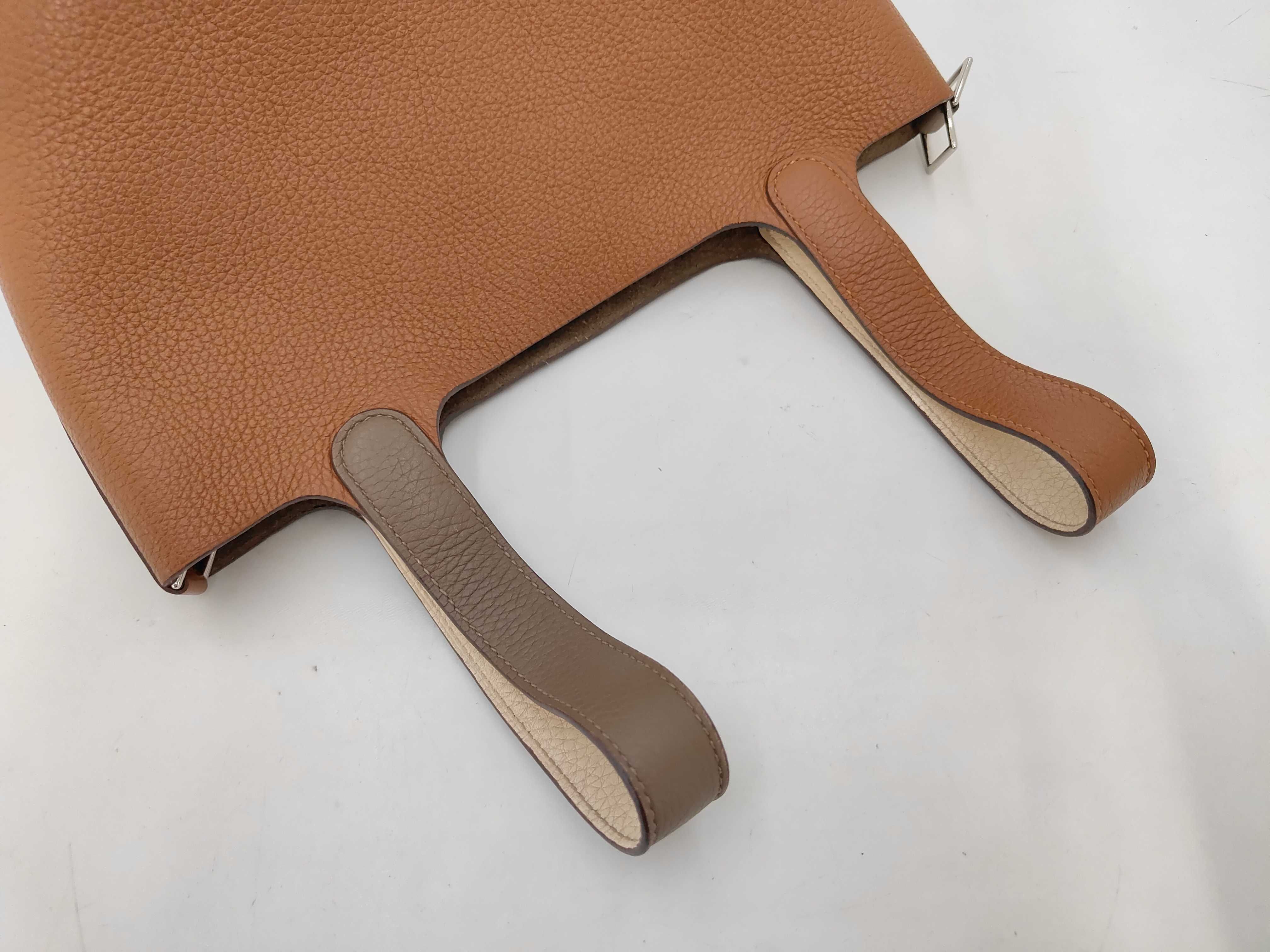 Picotin Lock PM Casaque Etoupe x Gold x Nata Z Stamp Handbag — view 5