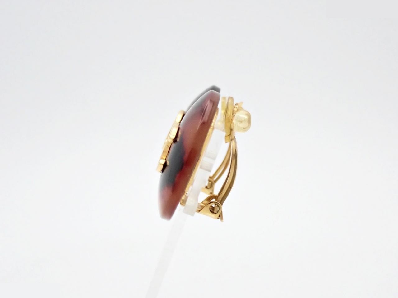 Earrings, Coco Mark design, tortoiseshell, 97P — view 3