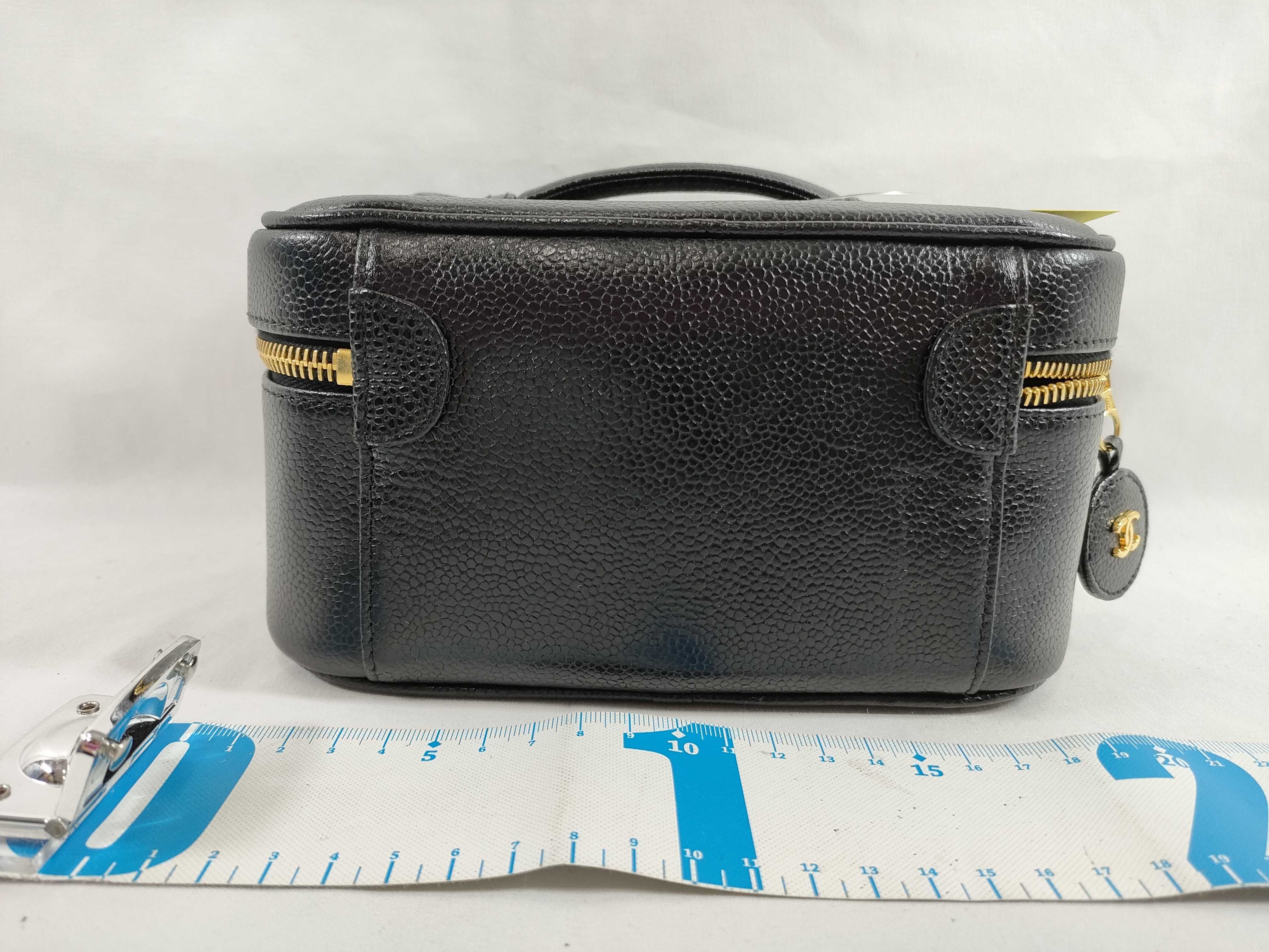 Caviar Skin Vanity Bag, Horizontal, Black, with Seal/Guarantee Card. — view 2