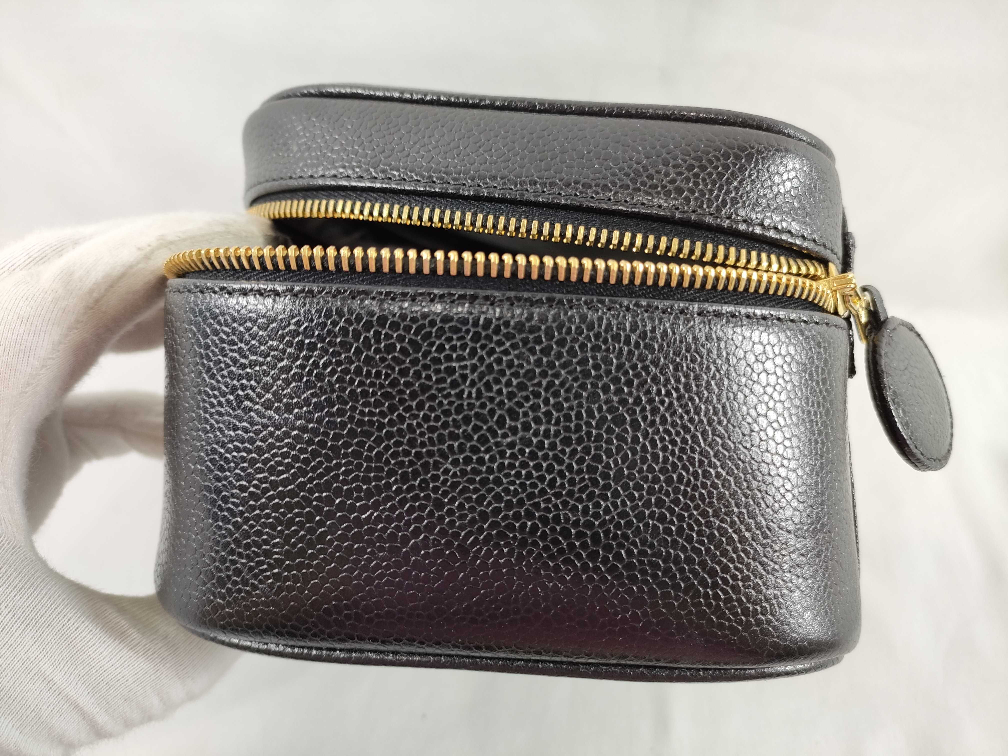 Caviar Skin Vanity Bag, Horizontal, Black, with Seal/Guarantee Card. — view 13