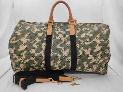 x Takashi Murakami Green Keepall Bandoulière 55 Monogram M95774 Boston Bag