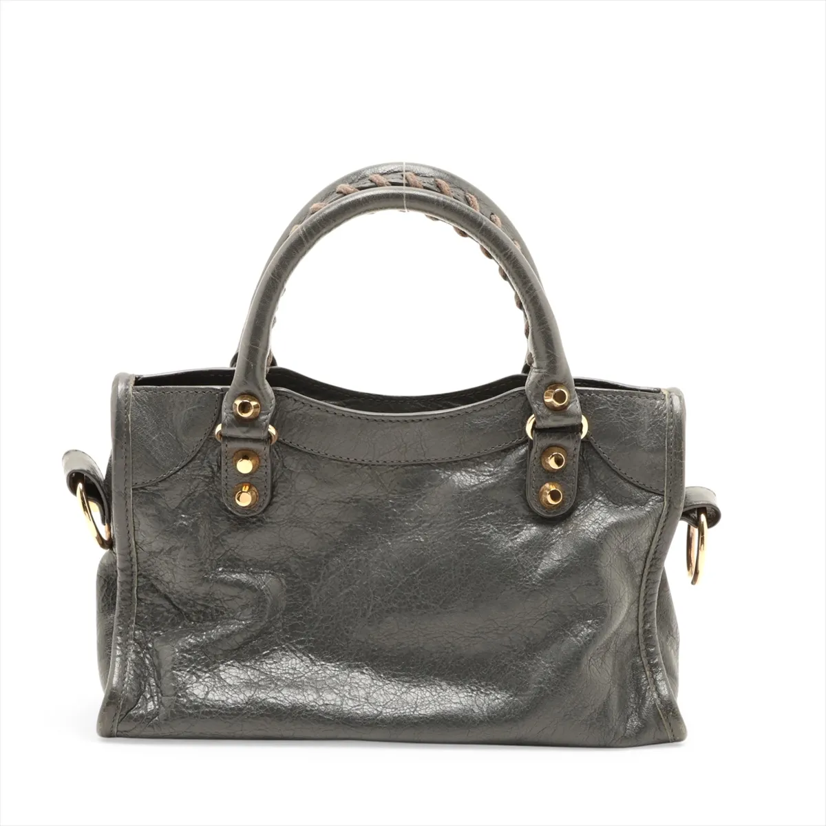 Classic Mini City Leather 2-Way Handbag, Gray, 300295, with Mirror — view 2