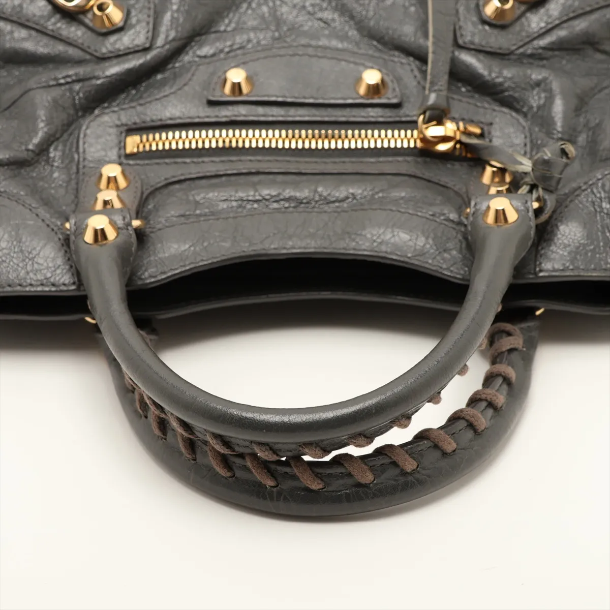 Classic Mini City Leather 2-Way Handbag, Gray, 300295, with Mirror — view 5