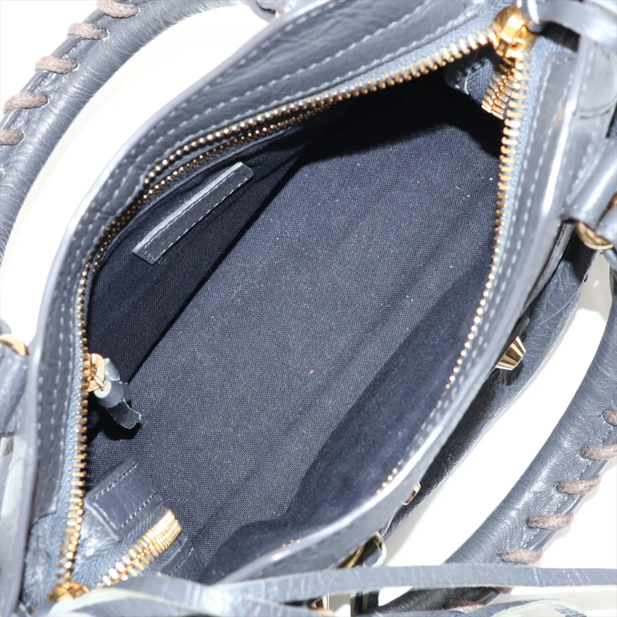 Classic Mini City Leather 2-Way Handbag, Gray, 300295, with Mirror — view 8