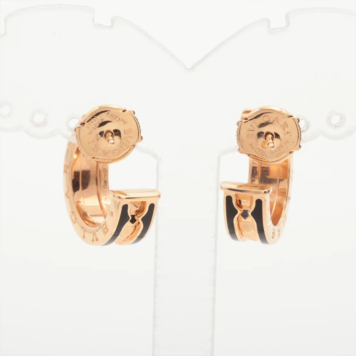 B.zero1 Rock Earrings, 750 (PG) x Ceramic, 9.3g, TTC 6mm, loose backing, 357567, QR code scannable, accessory sticker attached. — view 3