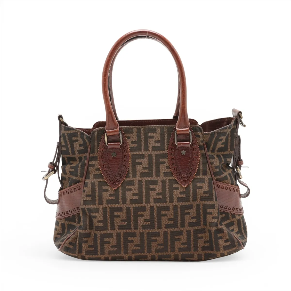 Zucca Canvas x Leather Handbag Brown 8BN157 — view 2