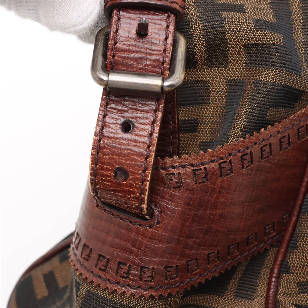 Zucca Canvas x Leather Handbag Brown 8BN157 — view 12