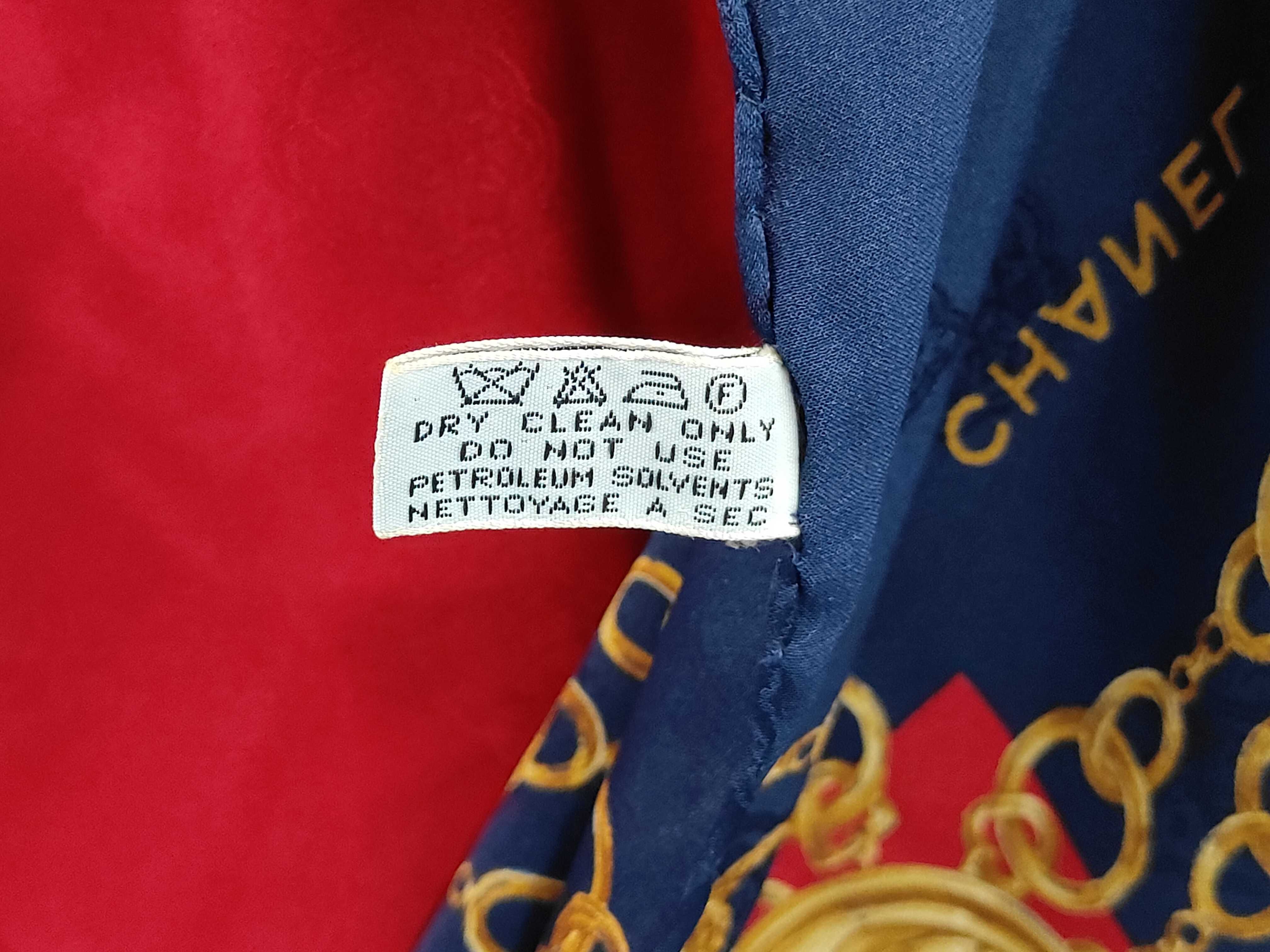 Silk Scarf, Coco Mark Chain Design, Navy/Red, Other Accessories — view 5