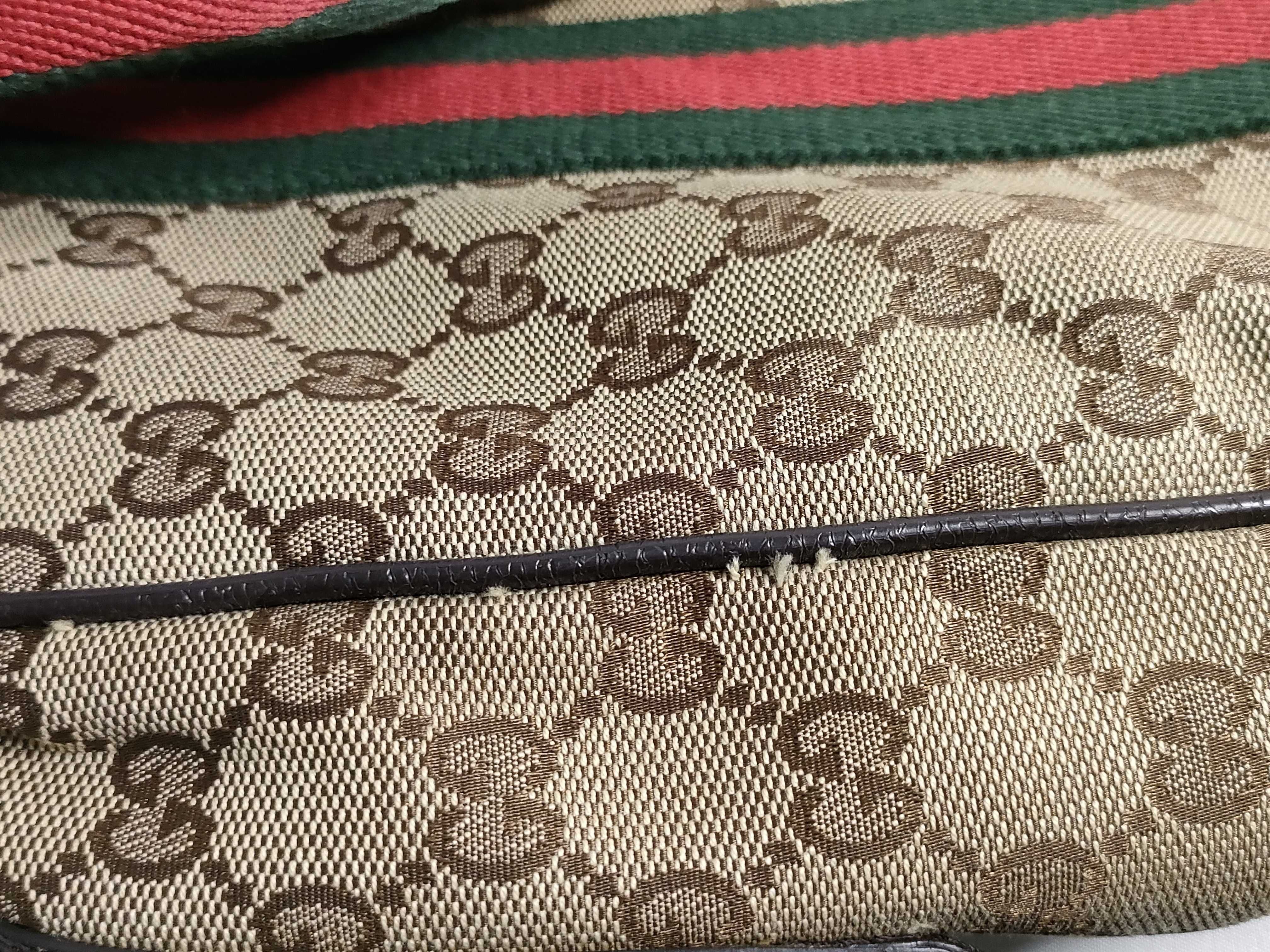 GG Canvas Tote Bag, Gucci 189753, GG Canvas Sherry Line, Leather, Brown Tote Bag — view 15