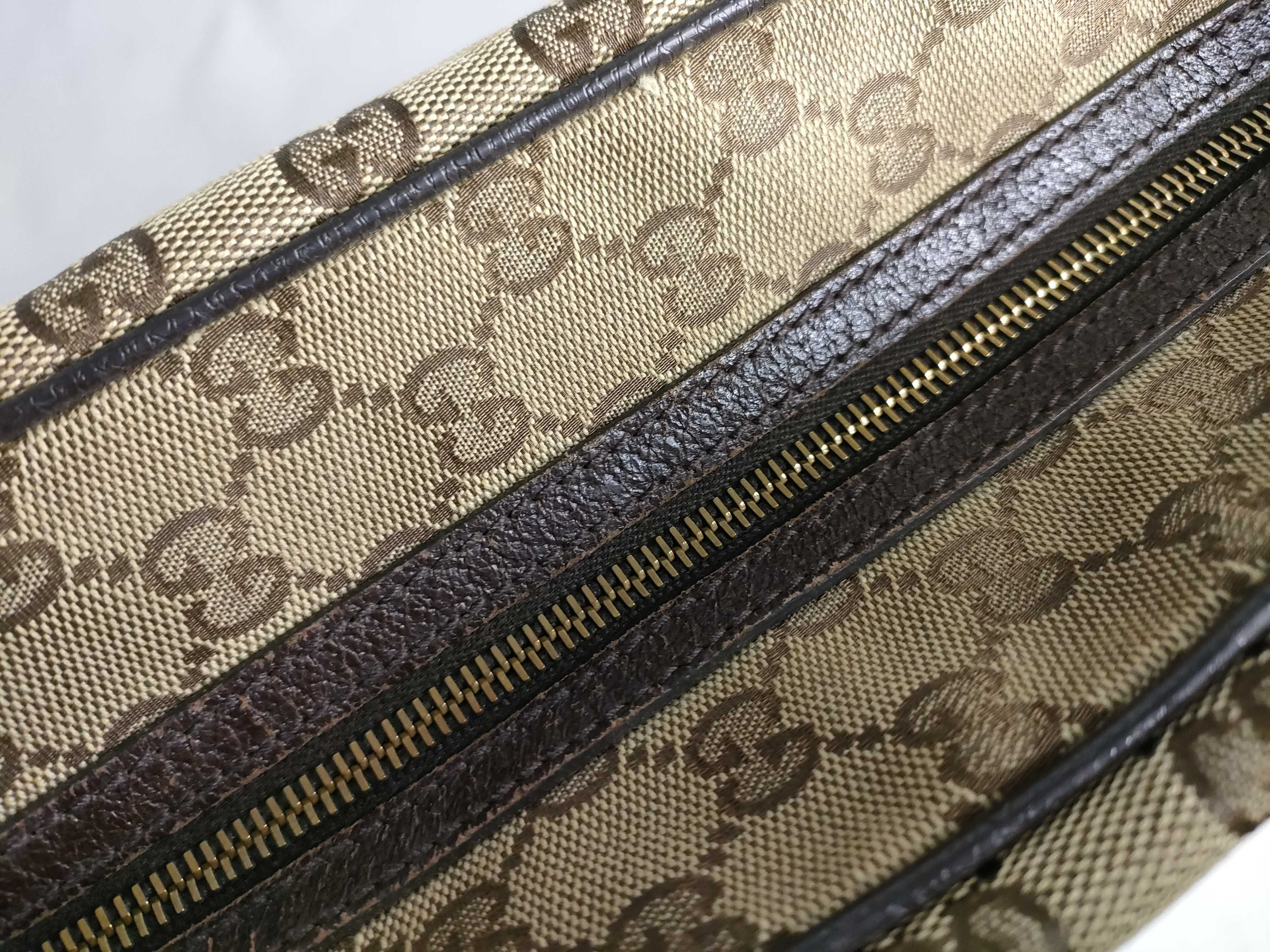 GG Canvas Tote Bag, Gucci 189753, GG Canvas Sherry Line, Leather, Brown Tote Bag — view 8