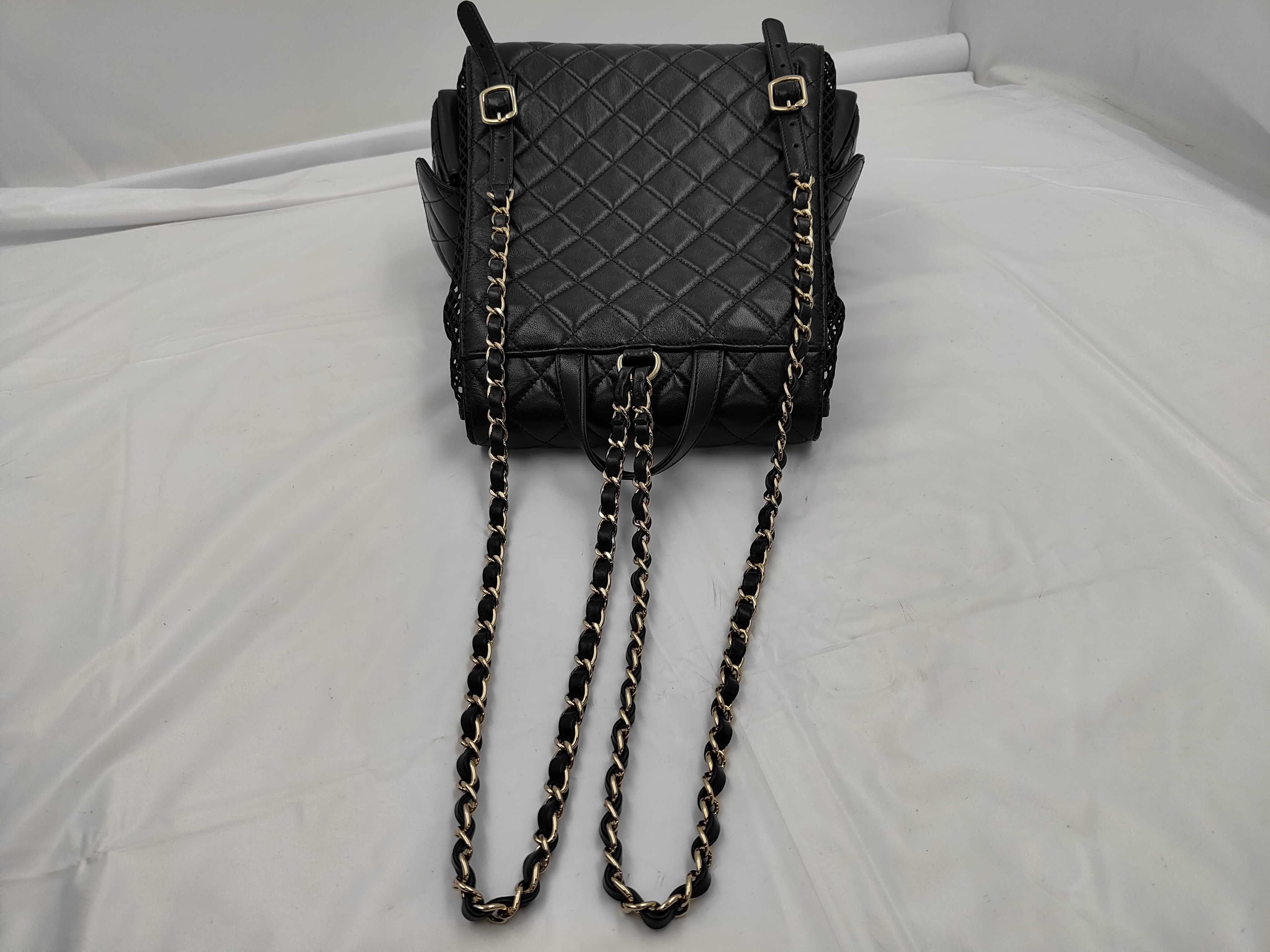 Matelassé Mesh Backpack, Black with Gold Hardware, Random Serial Number, Rucksack — view 3