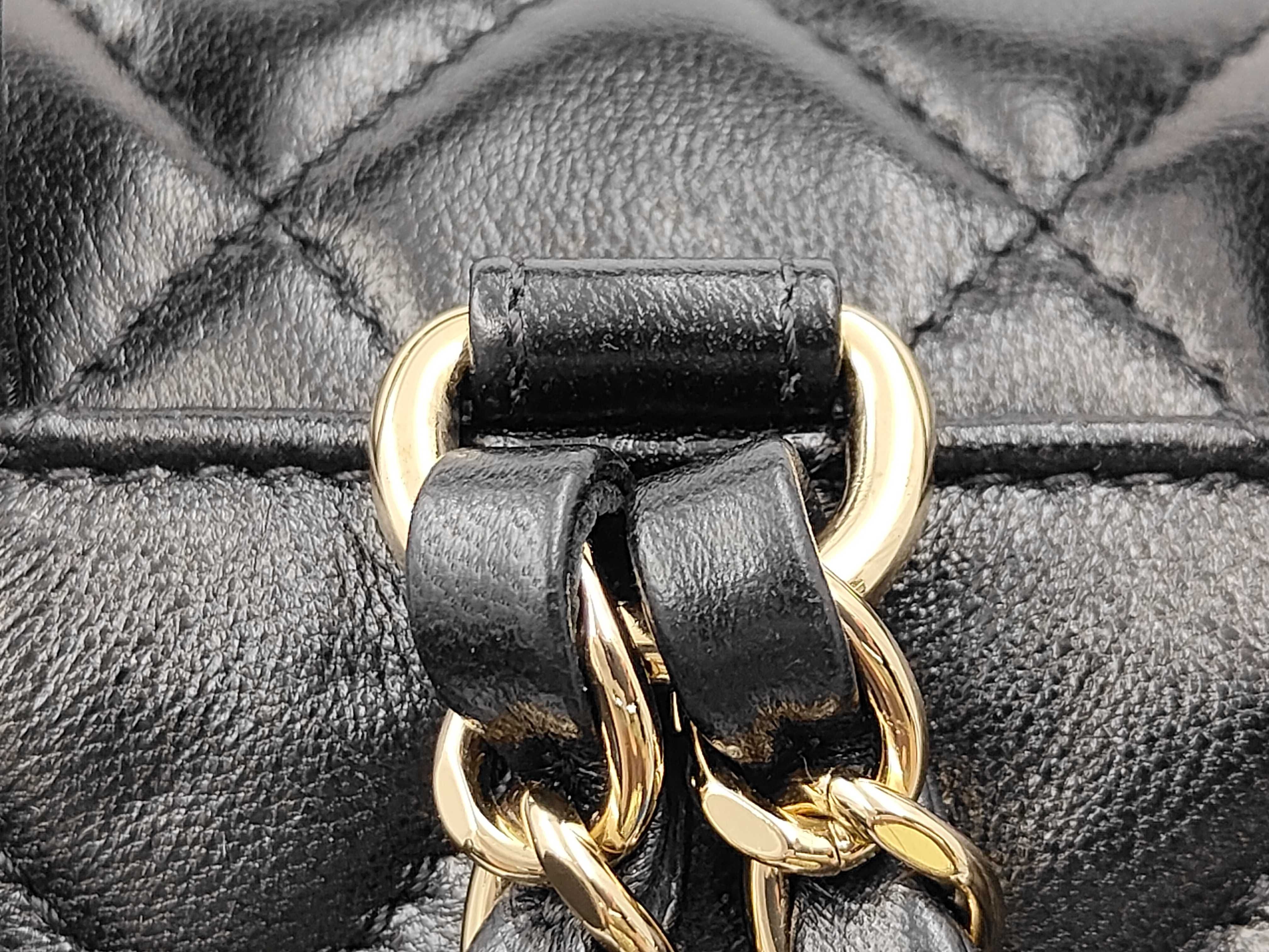 Matelassé Mesh Backpack, Black with Gold Hardware, Random Serial Number, Rucksack — view 6