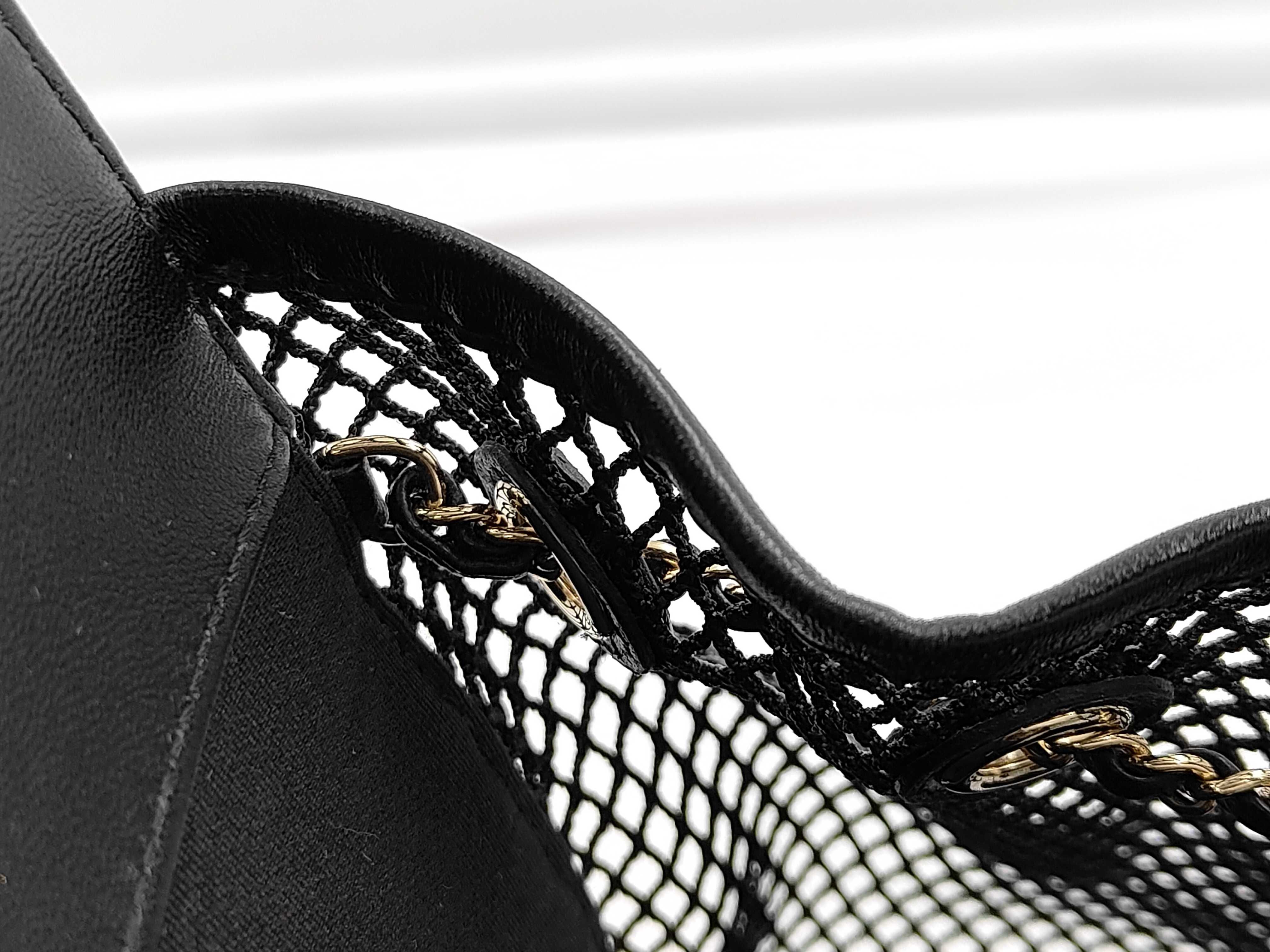 Matelassé Mesh Backpack, Black with Gold Hardware, Random Serial Number, Rucksack — view 10