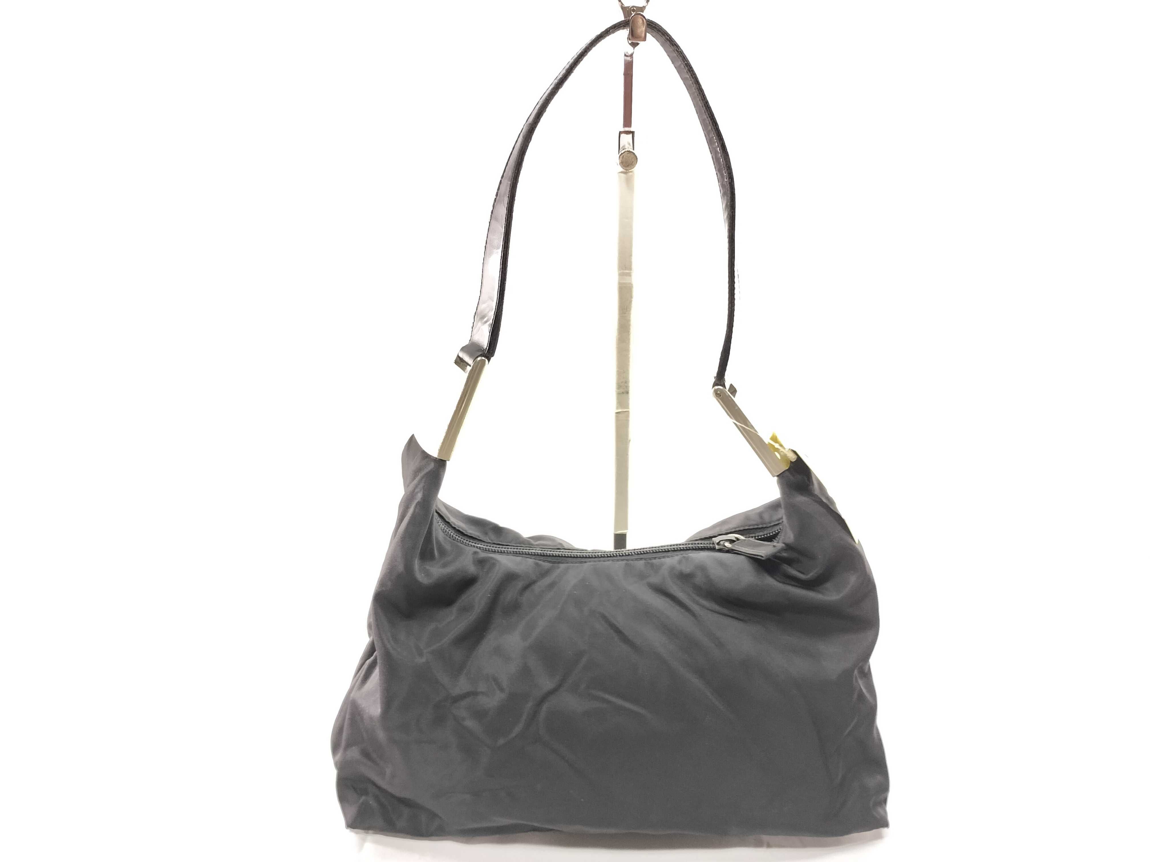 Nylon x Leather Logo Hardware Shoulder Bag
