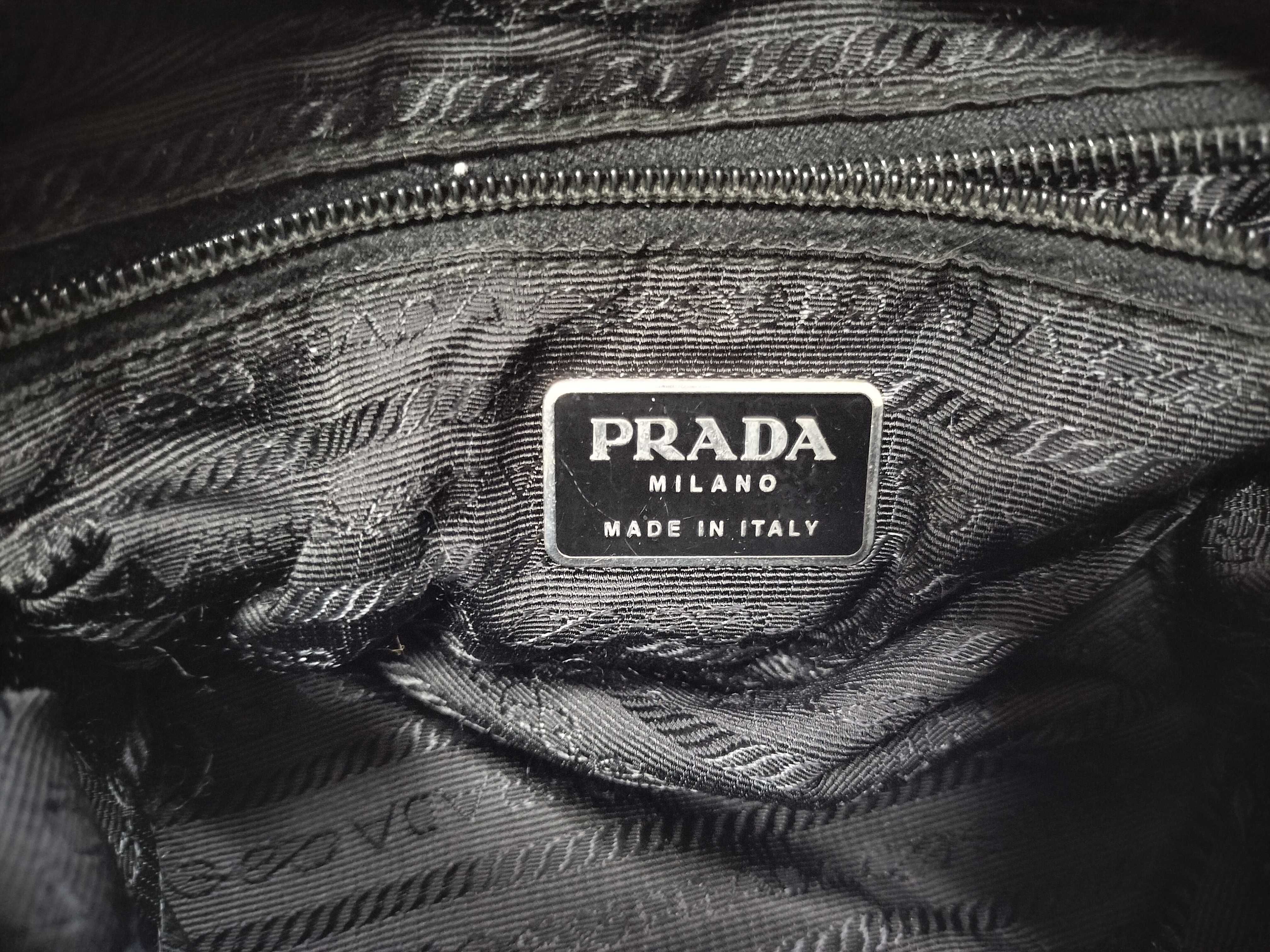 Nylon x Leather Logo Hardware Shoulder Bag — view 12