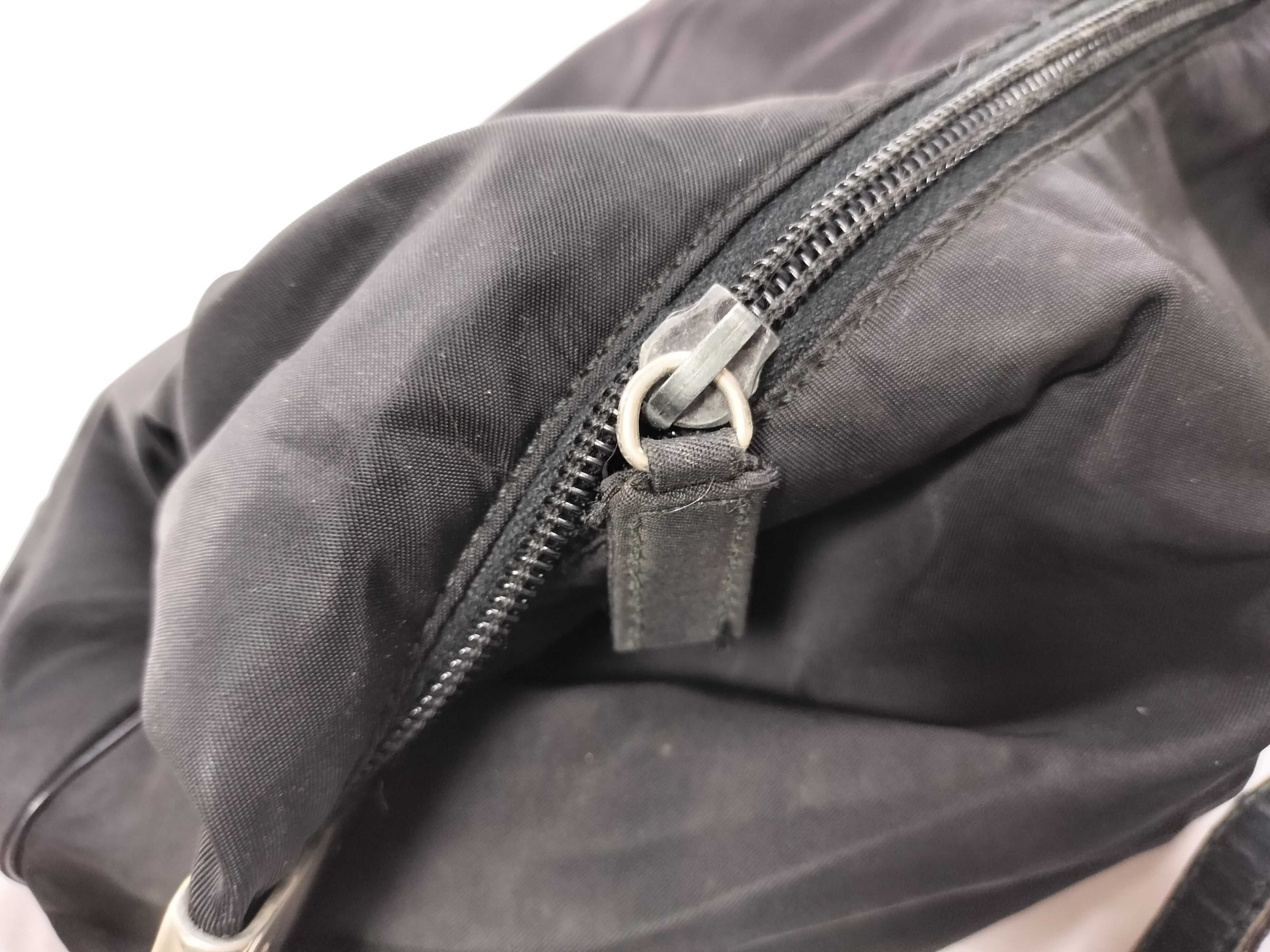 Nylon x Leather Logo Hardware Shoulder Bag — view 13